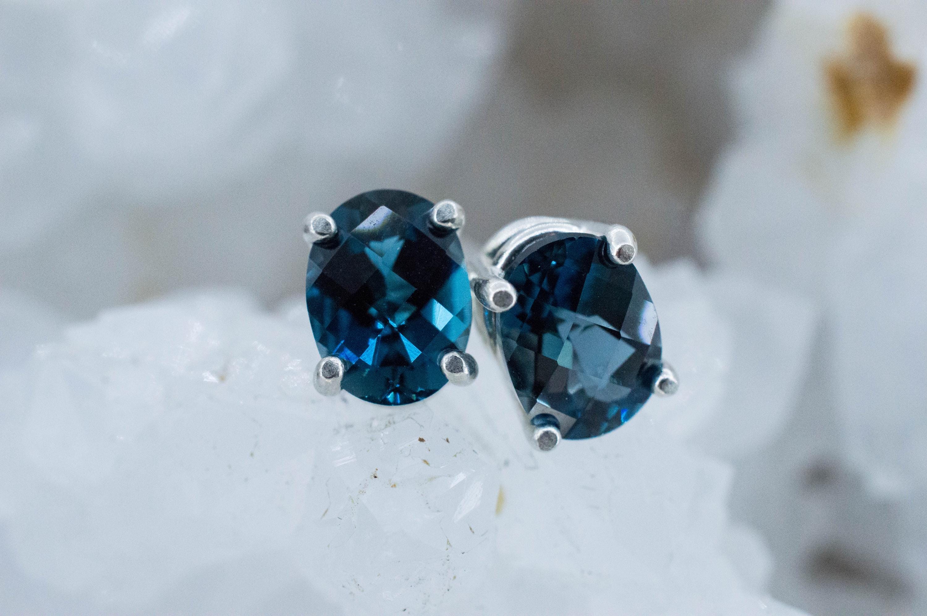 London Blue Topaz Earrings; Genuine Brazilian Topaz; 2.945cts - Mark Oliver Gems