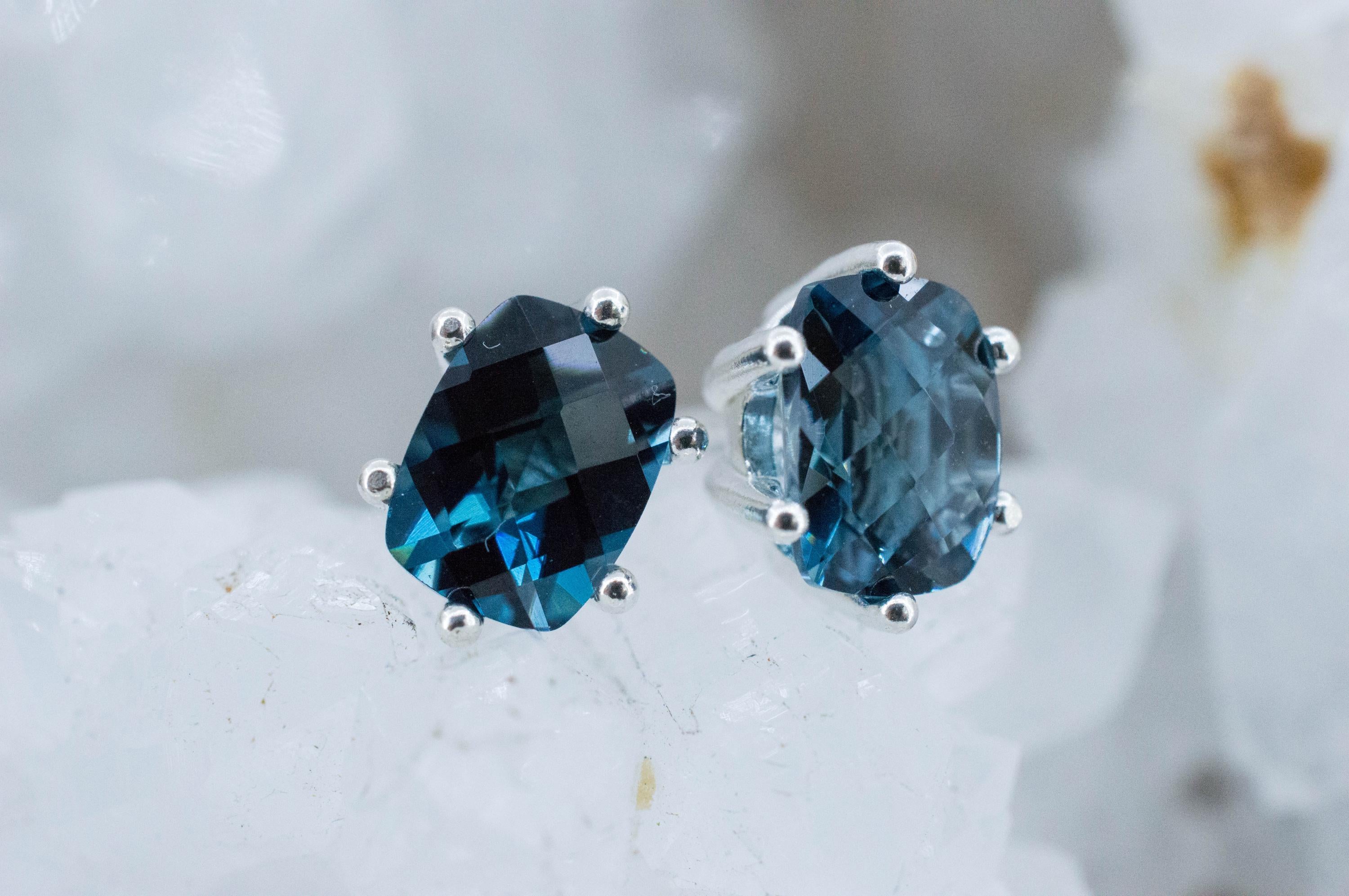 London Blue Topaz Earrings; Genuine Brazilian Topaz; 3.310cts - Mark Oliver Gems