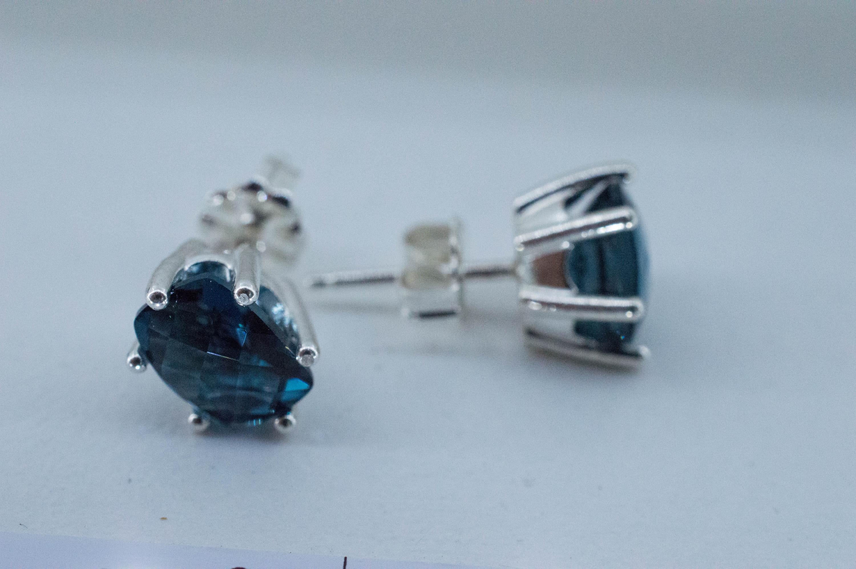 London Blue Topaz Earrings; Genuine Brazilian Topaz; 3.310cts - Mark Oliver Gems