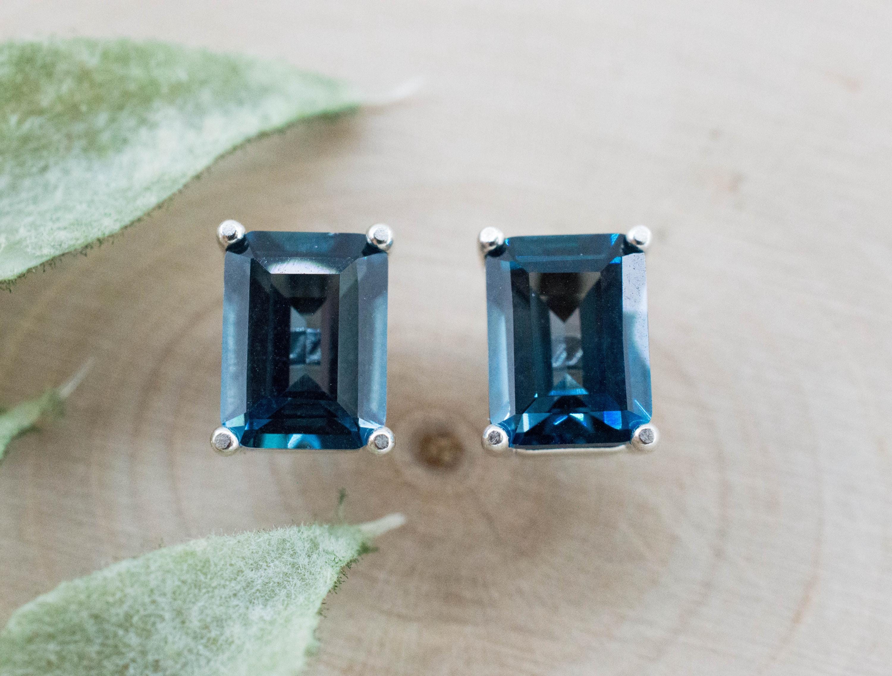 London Blue Topaz Earrings; Genuine Brazilian Topaz; 3.785cts - Mark Oliver Gems