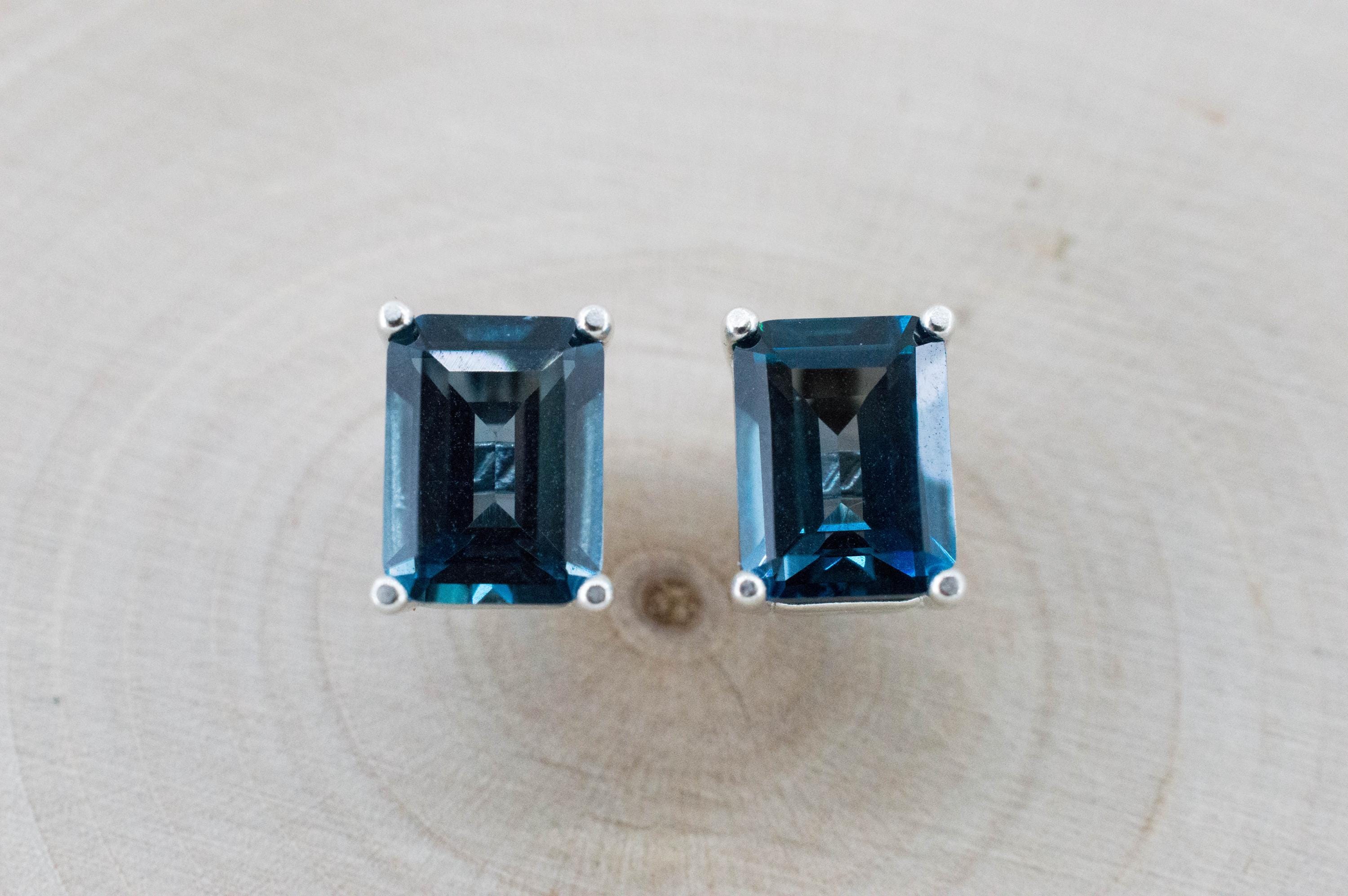 London Blue Topaz Earrings; Genuine Brazilian Topaz; 3.785cts - Mark Oliver Gems