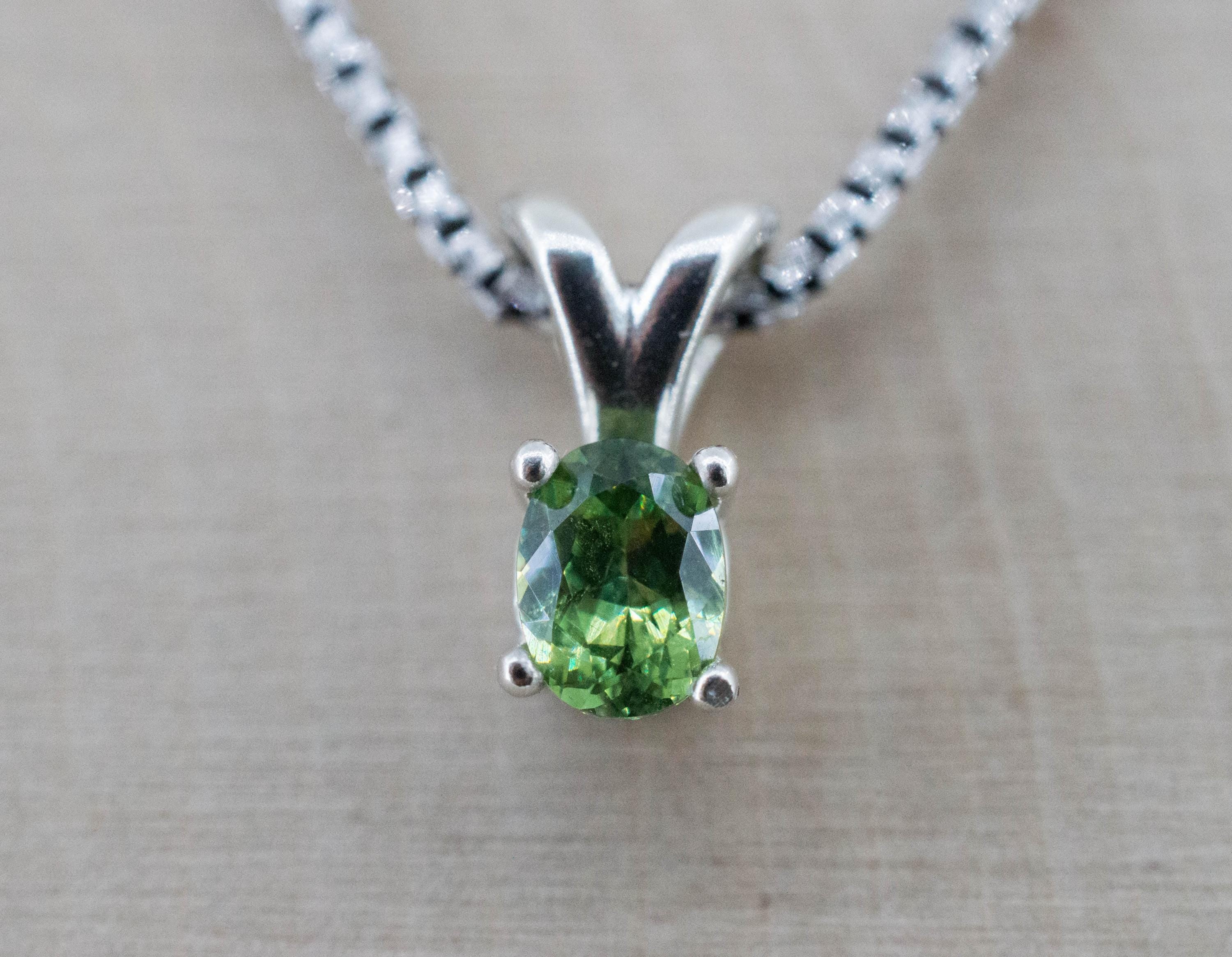 Demantoid Garnet Pendant; Natural Untreated Namibian Demantoid; 0.540cts - Mark Oliver Gems
