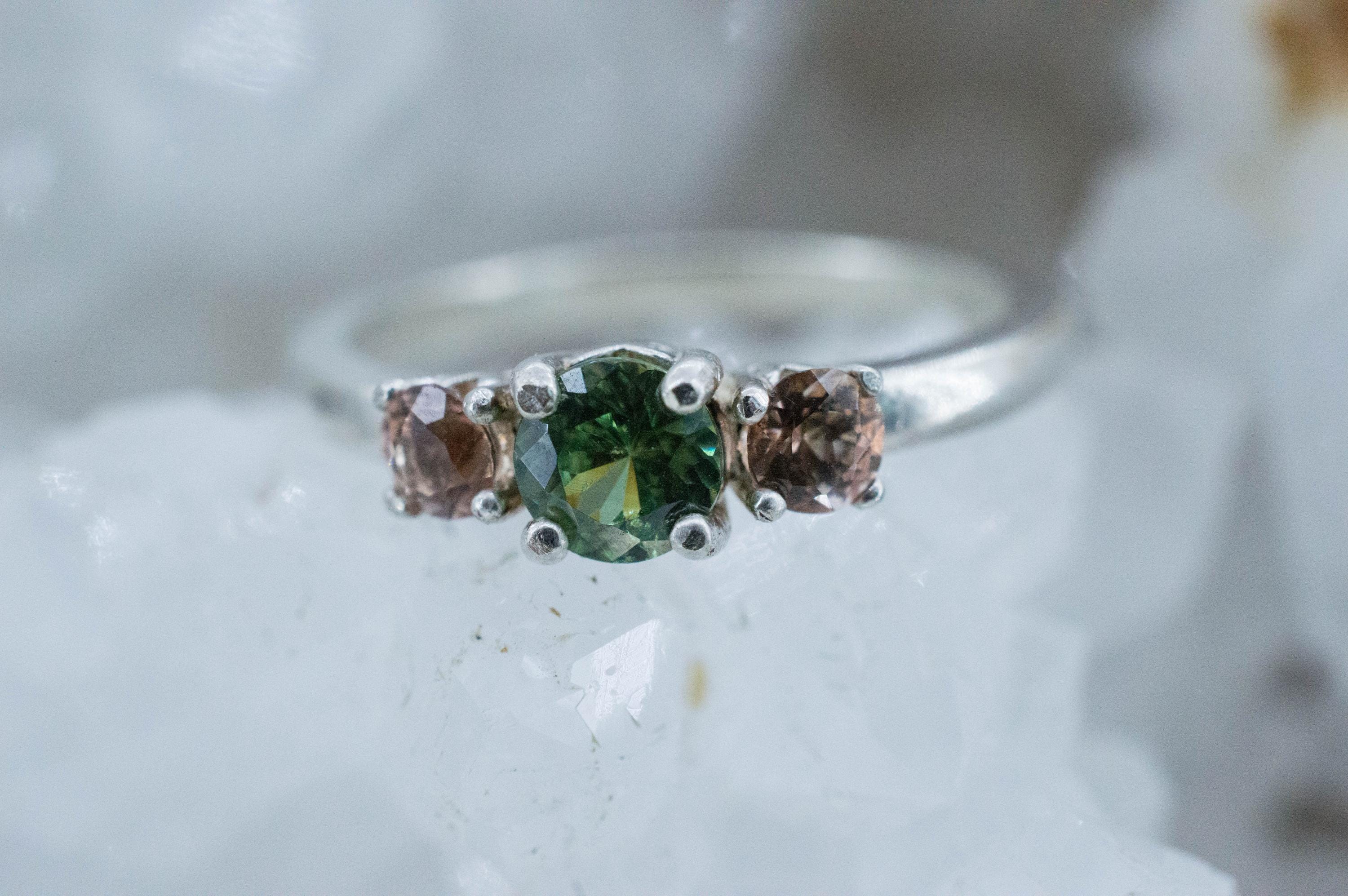 Demantoid Garnet and Imperial Topaz Ring, Natural Untreated Namibia Demantoid and Brazil Topaz - Mark Oliver Gems
