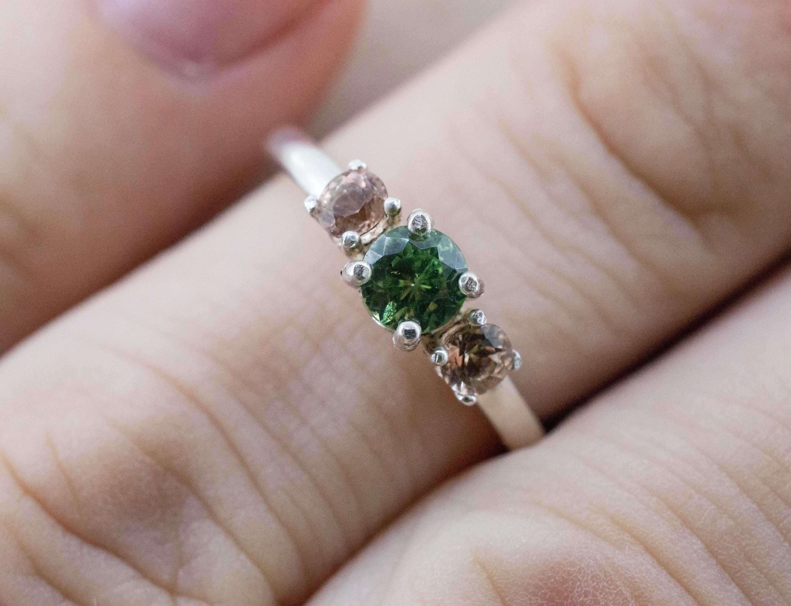 Demantoid Garnet and Imperial Topaz Ring, Natural Untreated Namibia Demantoid and Brazil Topaz - Mark Oliver Gems