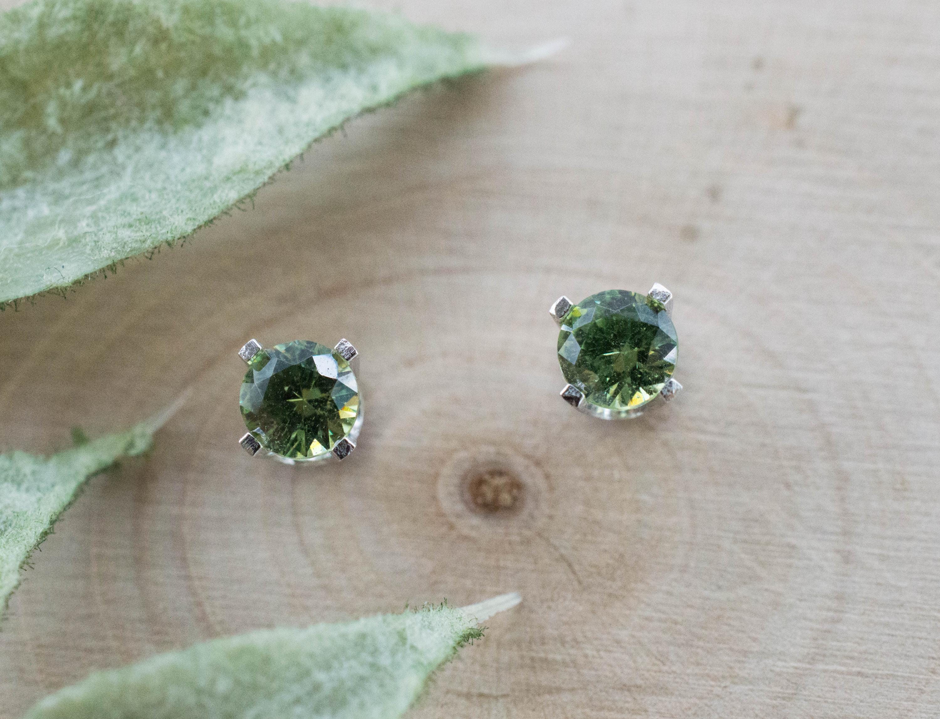 Demantoid Garnet Earrings; Natural Untreated Madagascar Demantoid; 0.505cts - Mark Oliver Gems