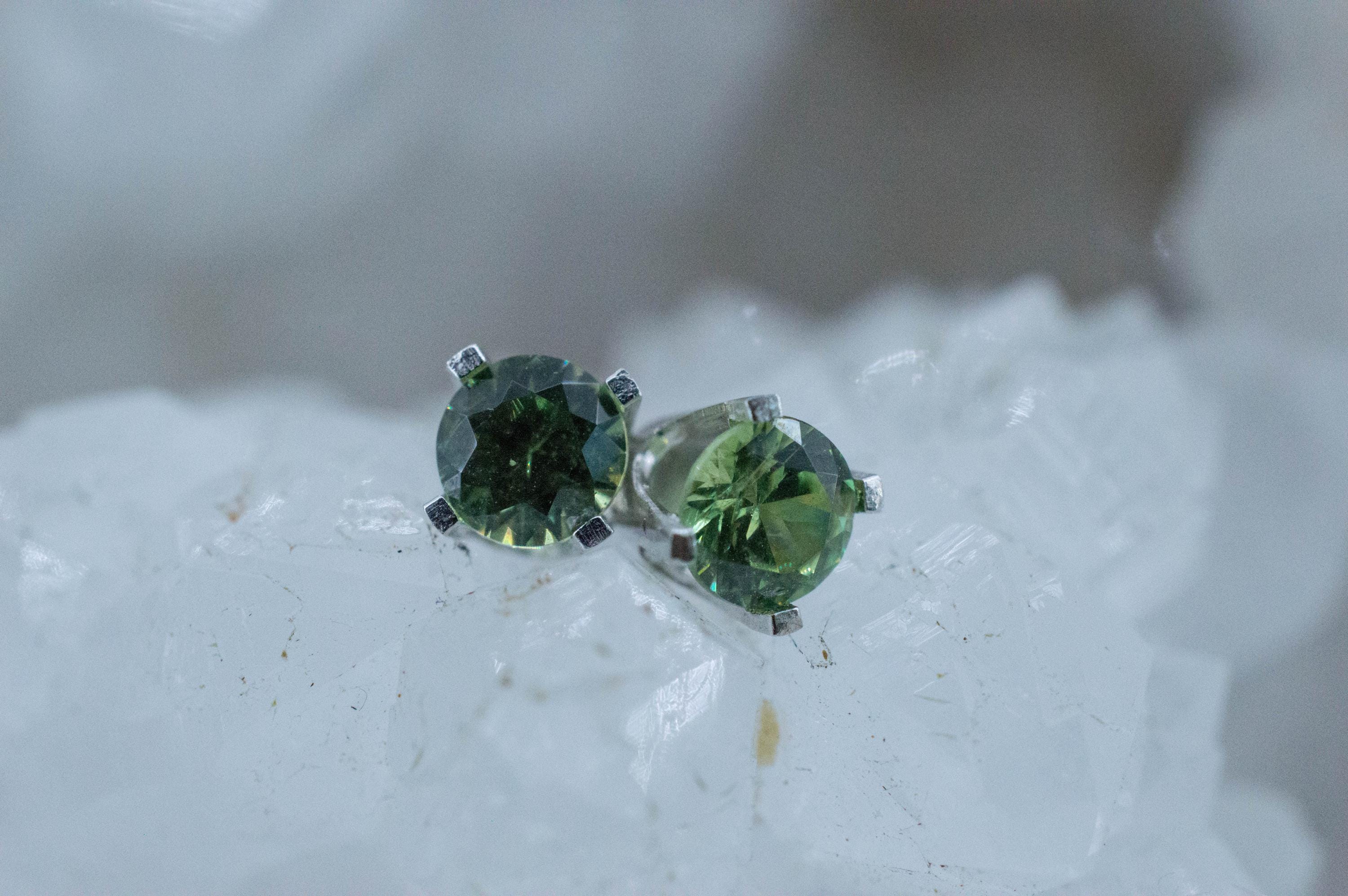 Demantoid Garnet Earrings; Natural Untreated Madagascar Demantoid; 0.505cts - Mark Oliver Gems