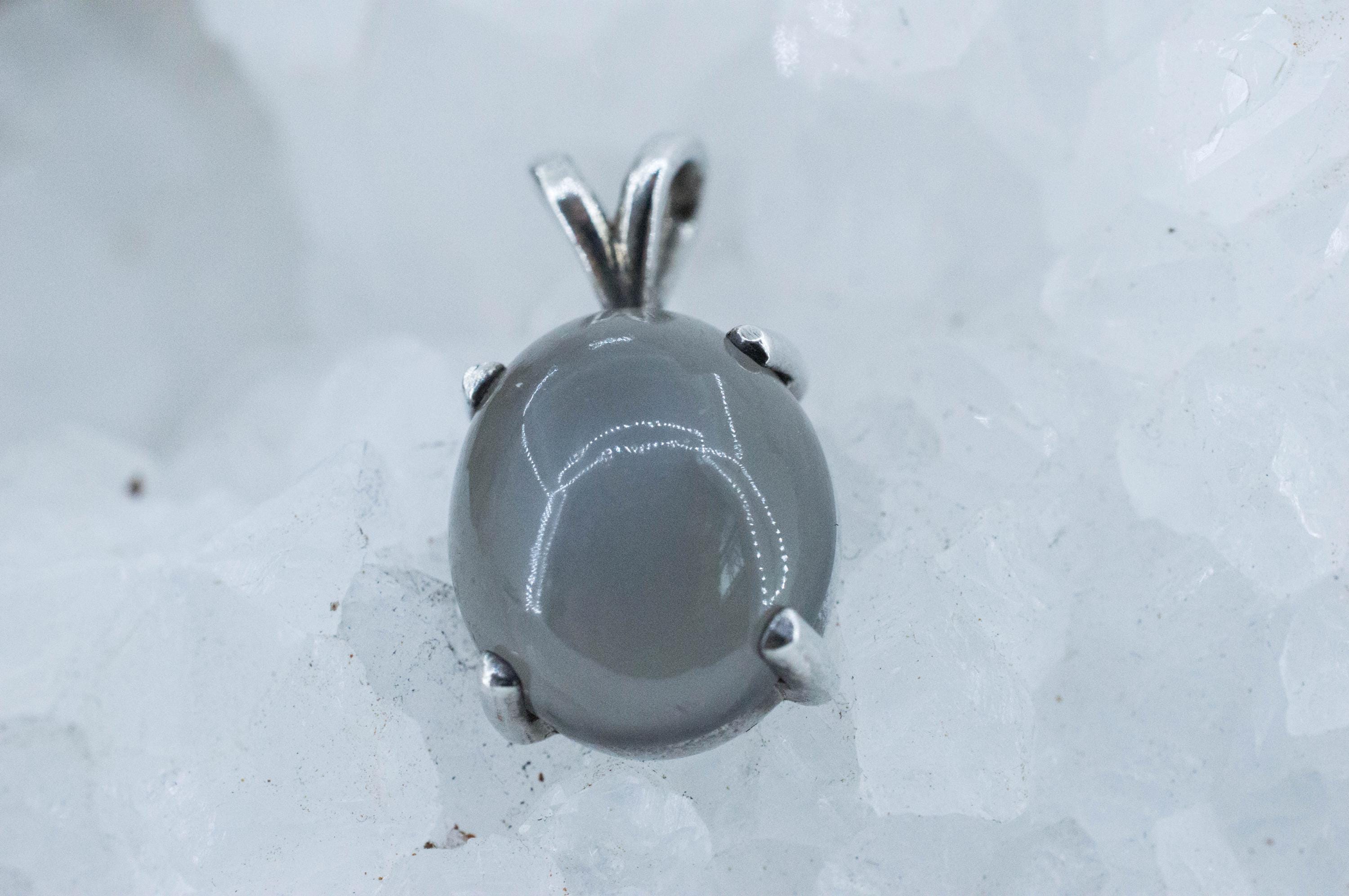 Gray Moonstone Pendant; Natural Untreated India Moonstone; 7.050cts - Mark Oliver Gems