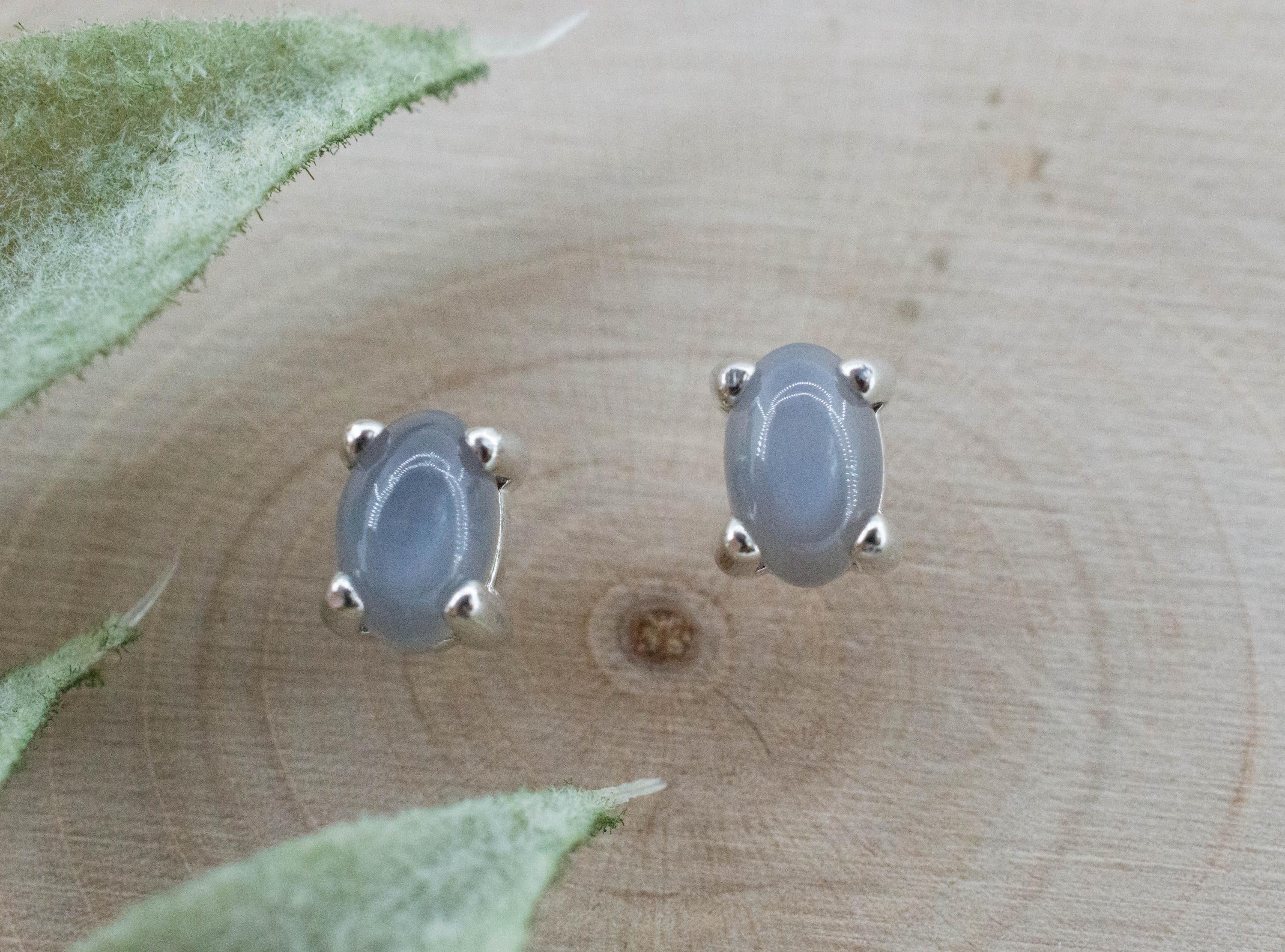 Gray Moonstone Earrings; Natural Untreated India Moonstone; 0.965cts - Mark Oliver Gems