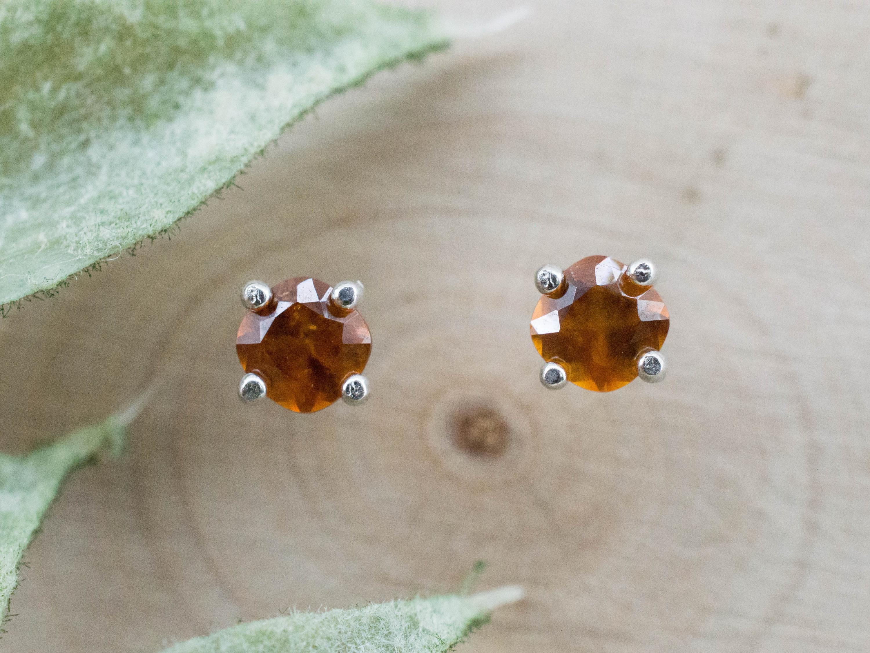 Hessonite Garnet Earrings; Natural Untreated South Africa Garnet; 0.640cts - Mark Oliver Gems