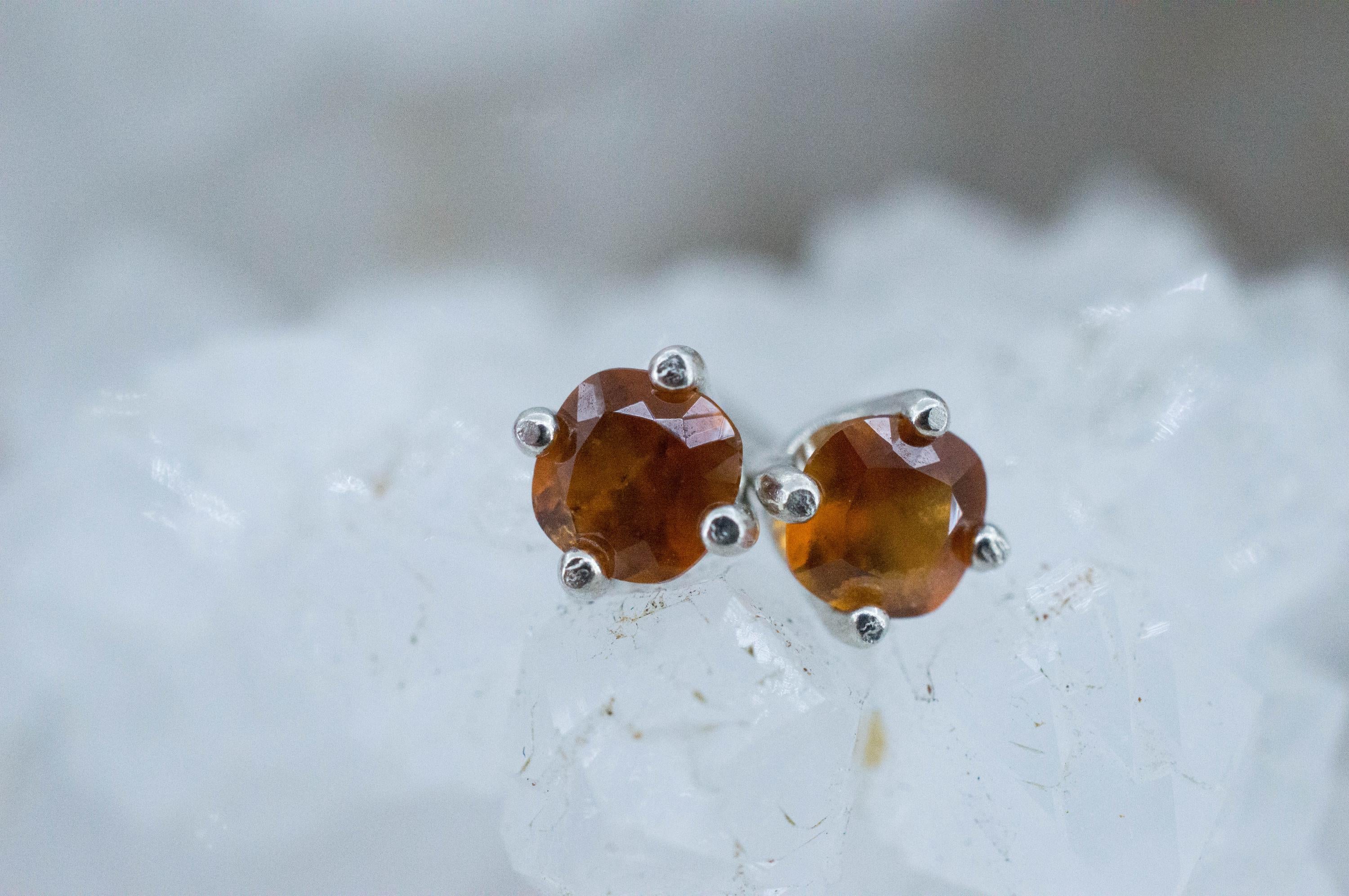 Hessonite Garnet Earrings; Natural Untreated South Africa Garnet; 0.640cts - Mark Oliver Gems