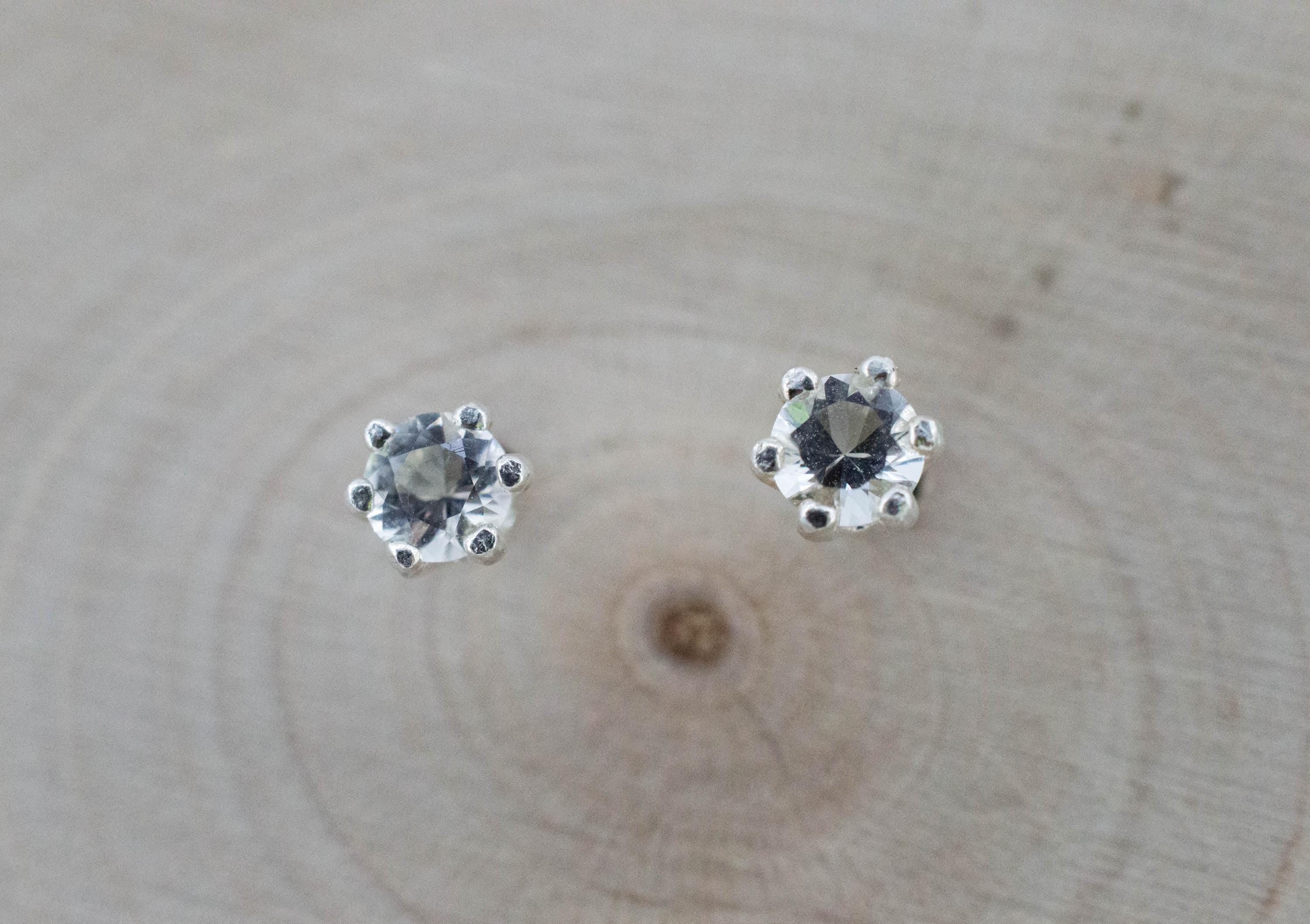 Herkimer Diamond Earrings, Natural Untreated New York Quartz; 0.305cts - Mark Oliver Gems
