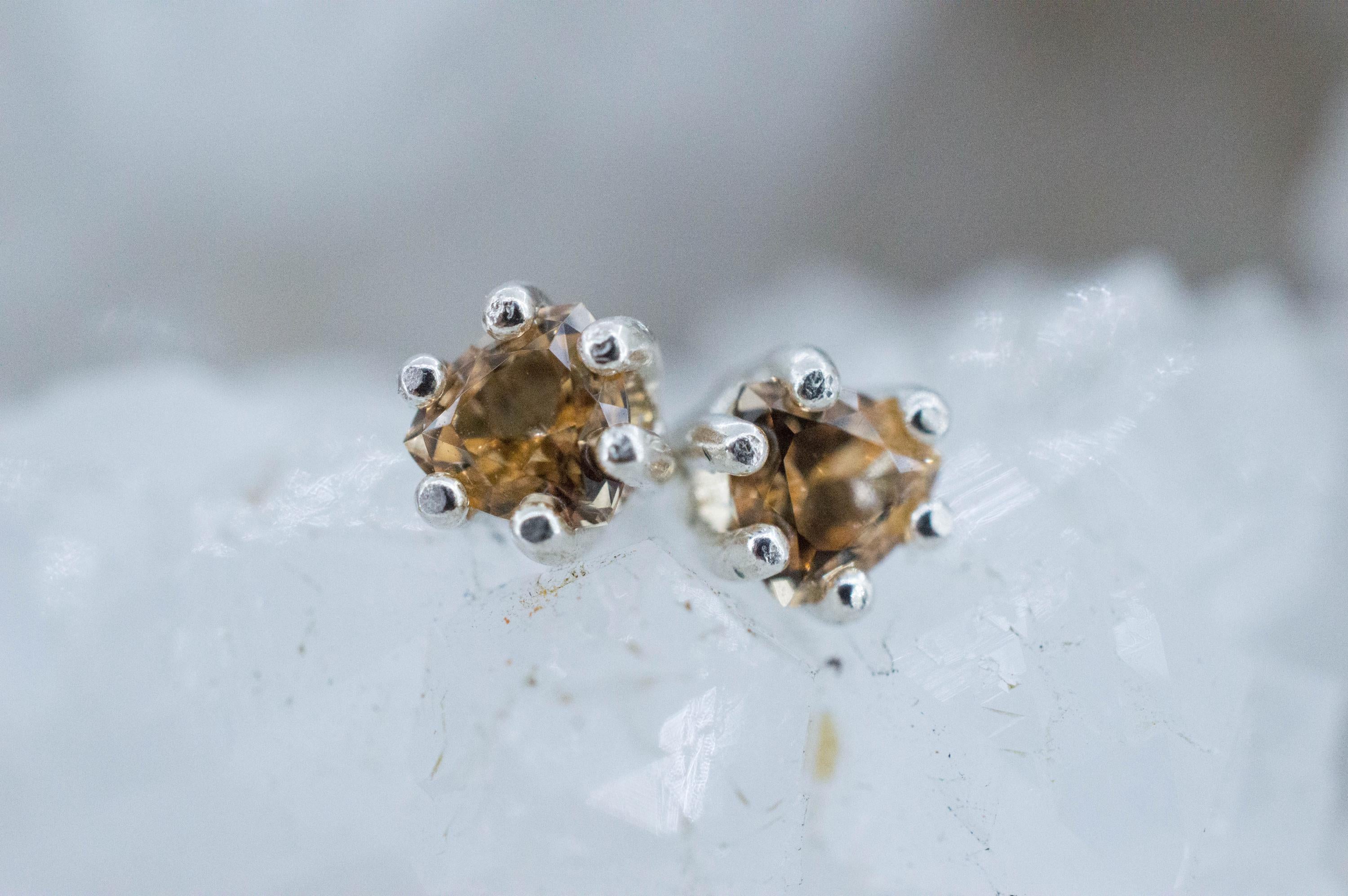 Imperial Topaz Earrings; Natural Untreated Brazil Topaz; 0.570cts - Mark Oliver Gems