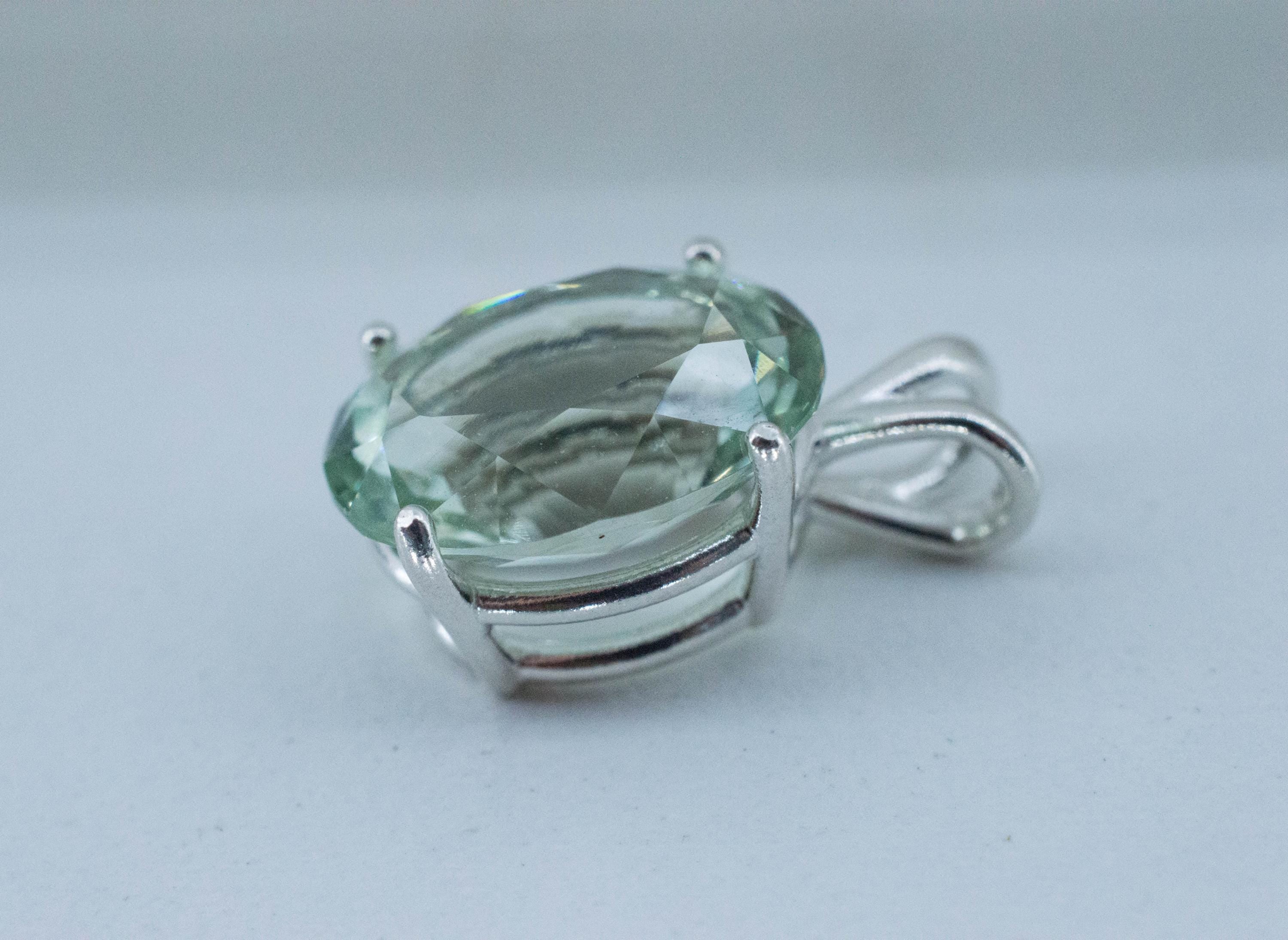 Prasiolite Pendant; Natural Brazil Green Amethyst; 7.185cts - Mark Oliver Gems