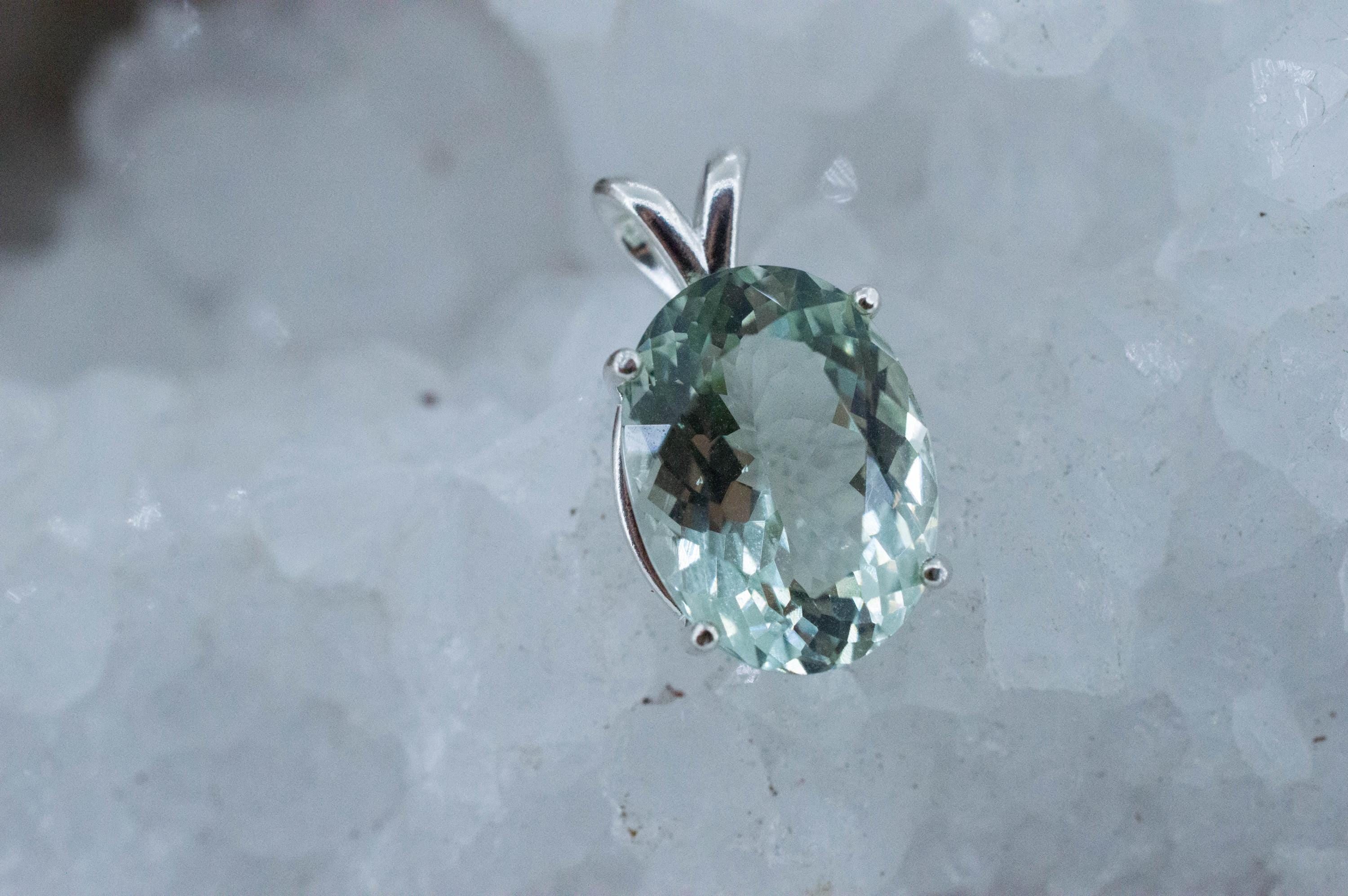 Prasiolite Pendant; Natural Brazil Green Amethyst; 7.185cts - Mark Oliver Gems