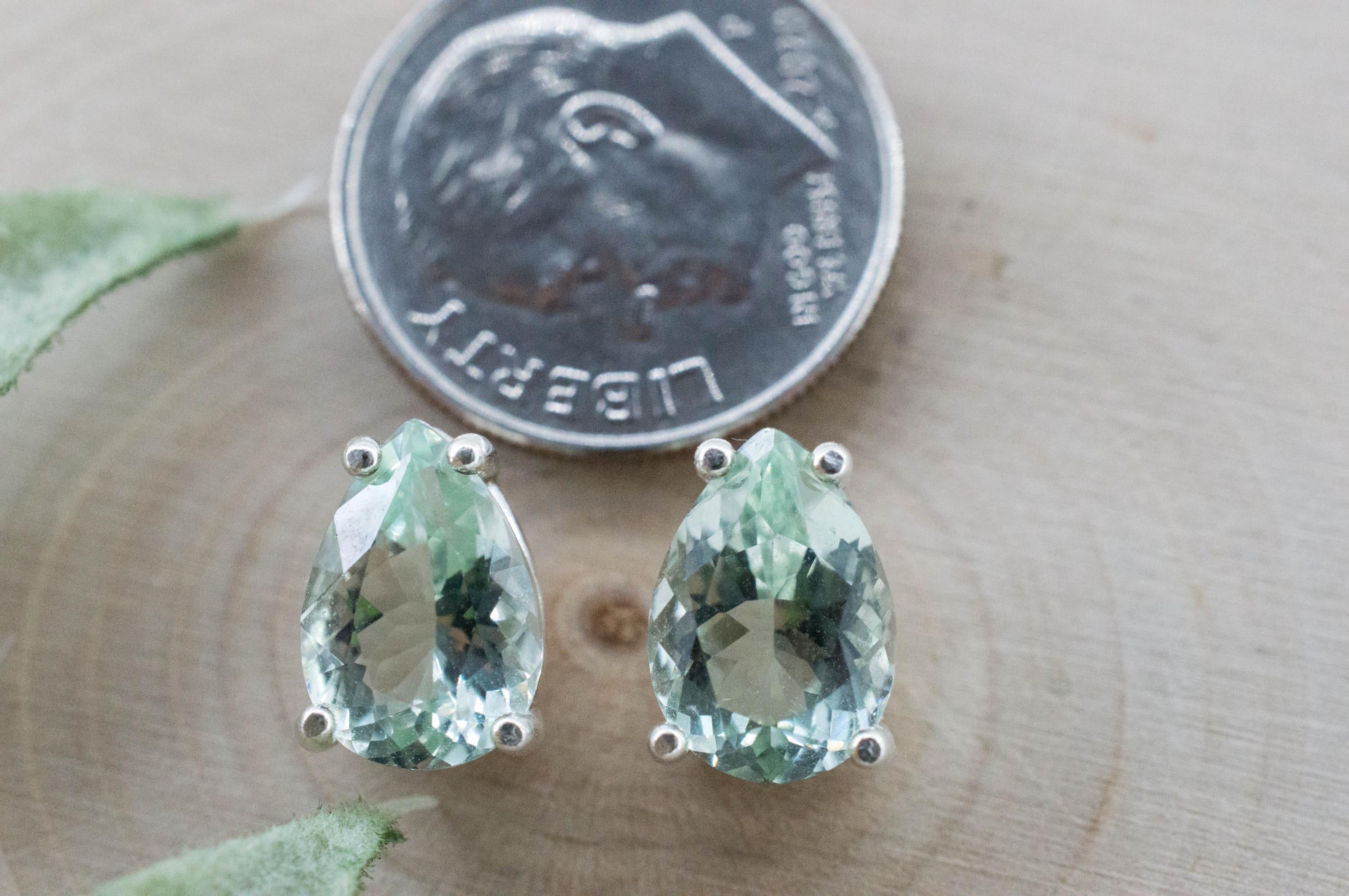 Prasiolite Earrings; Natural Brazilian Green Amethyst; 3.495cts - Mark Oliver Gems