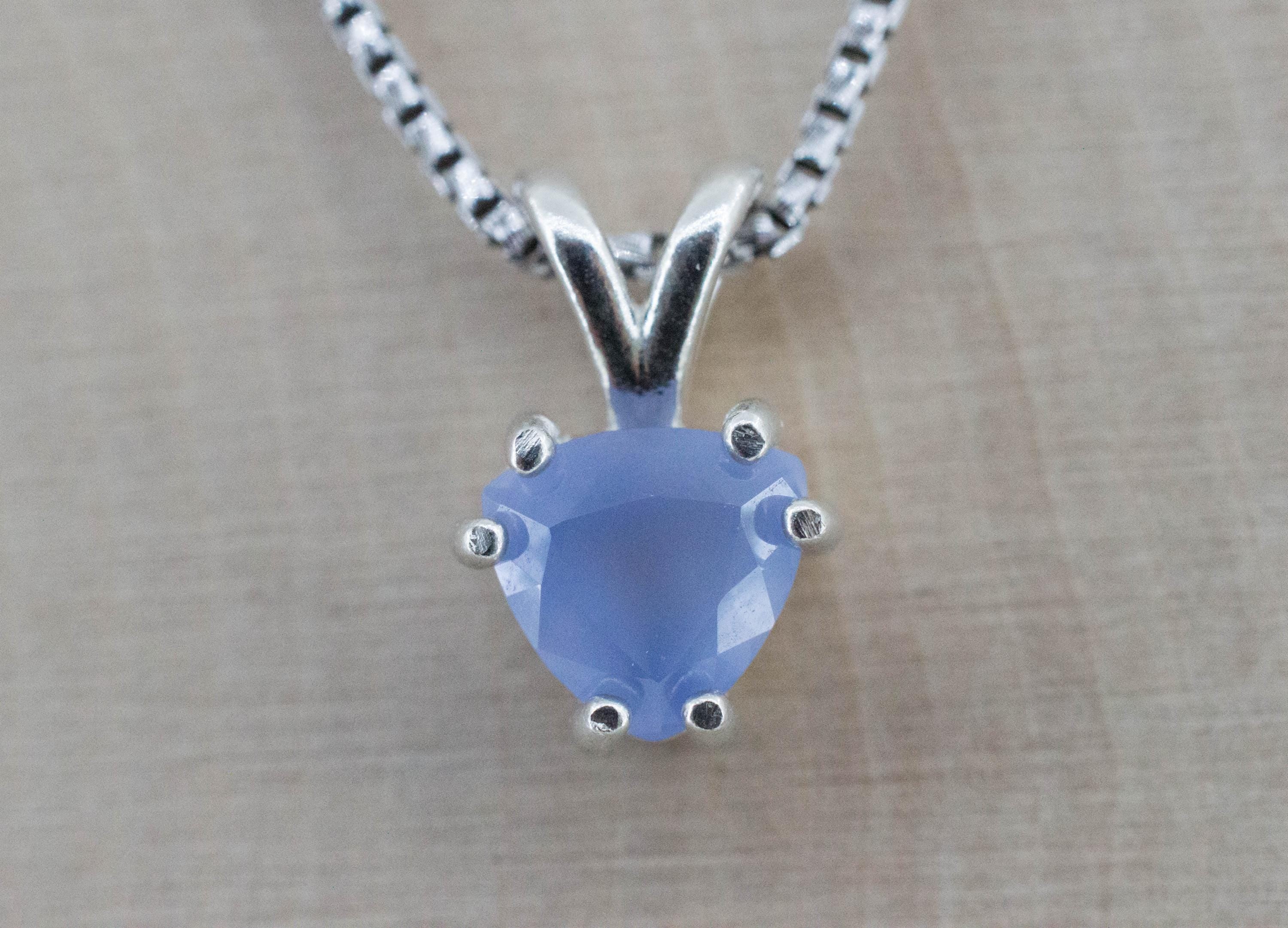 Blue Agate Pendant; Natural Untreated Namibia Agate; 1.200cts - Mark Oliver Gems