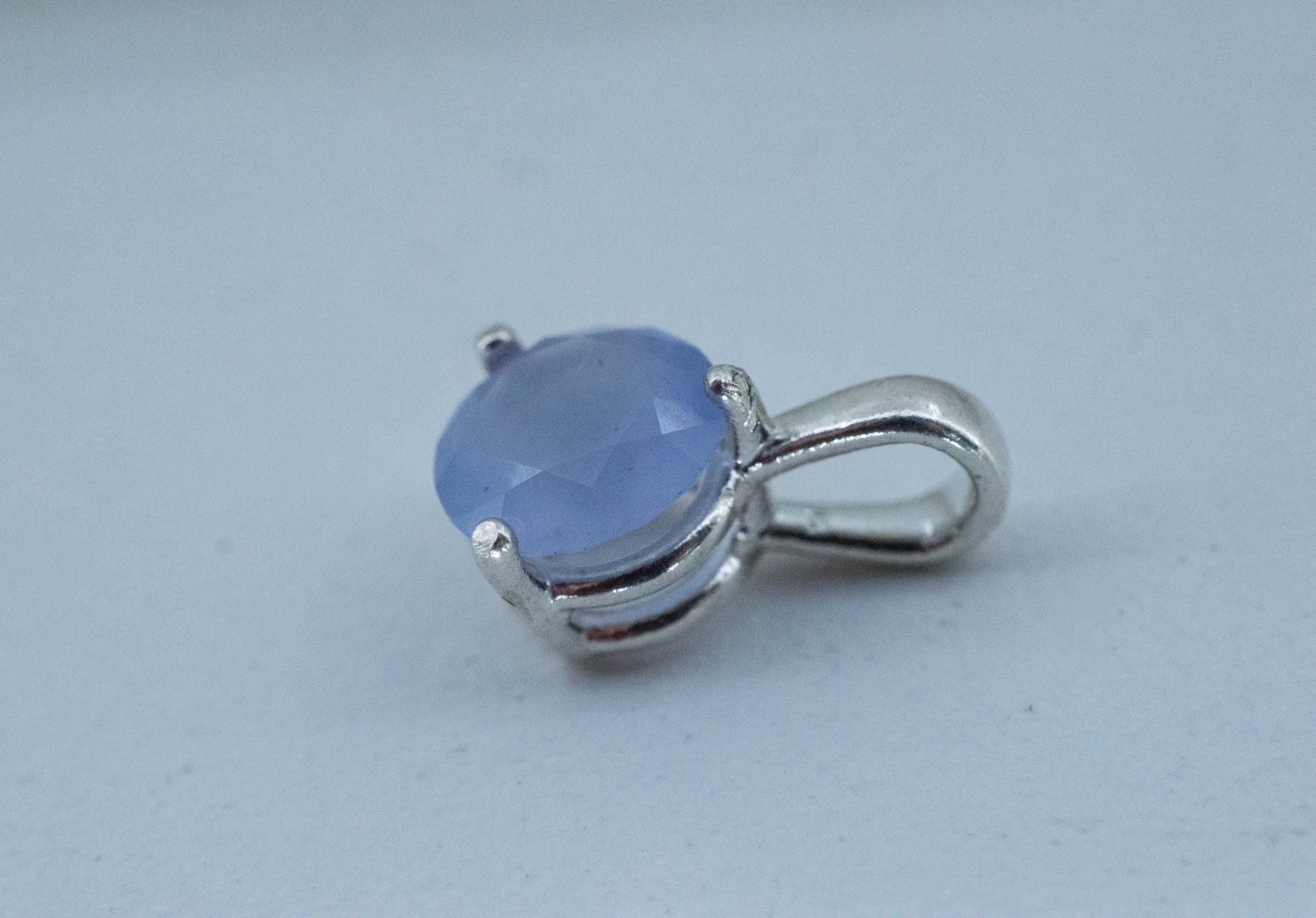 Blue Agate Pendant; Natural Untreated Namibia Agate; 1.500cts - Mark Oliver Gems