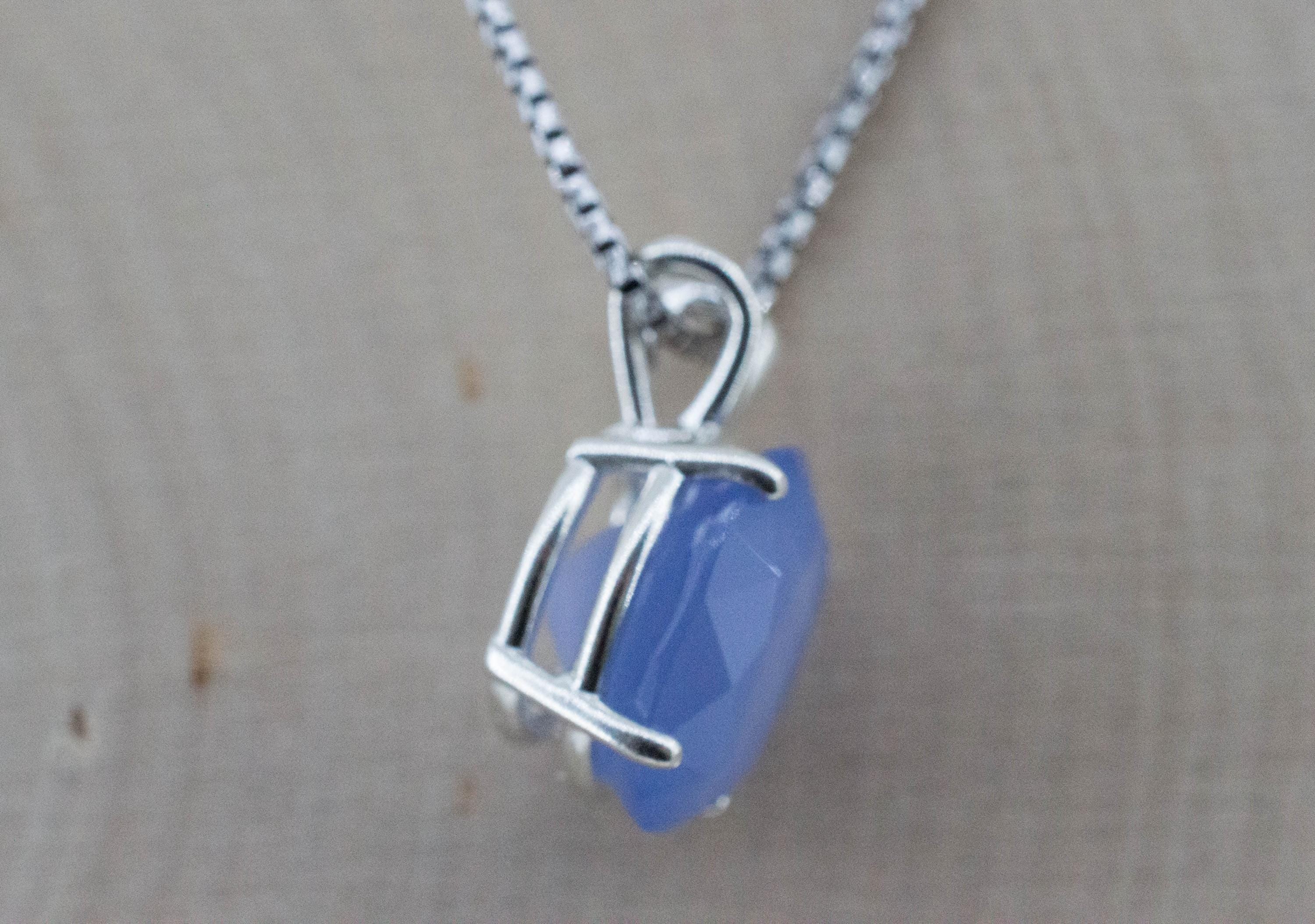 Blue Agate Pendant; Natural Untreated Namibia Agate; 7.340cts - Mark Oliver Gems