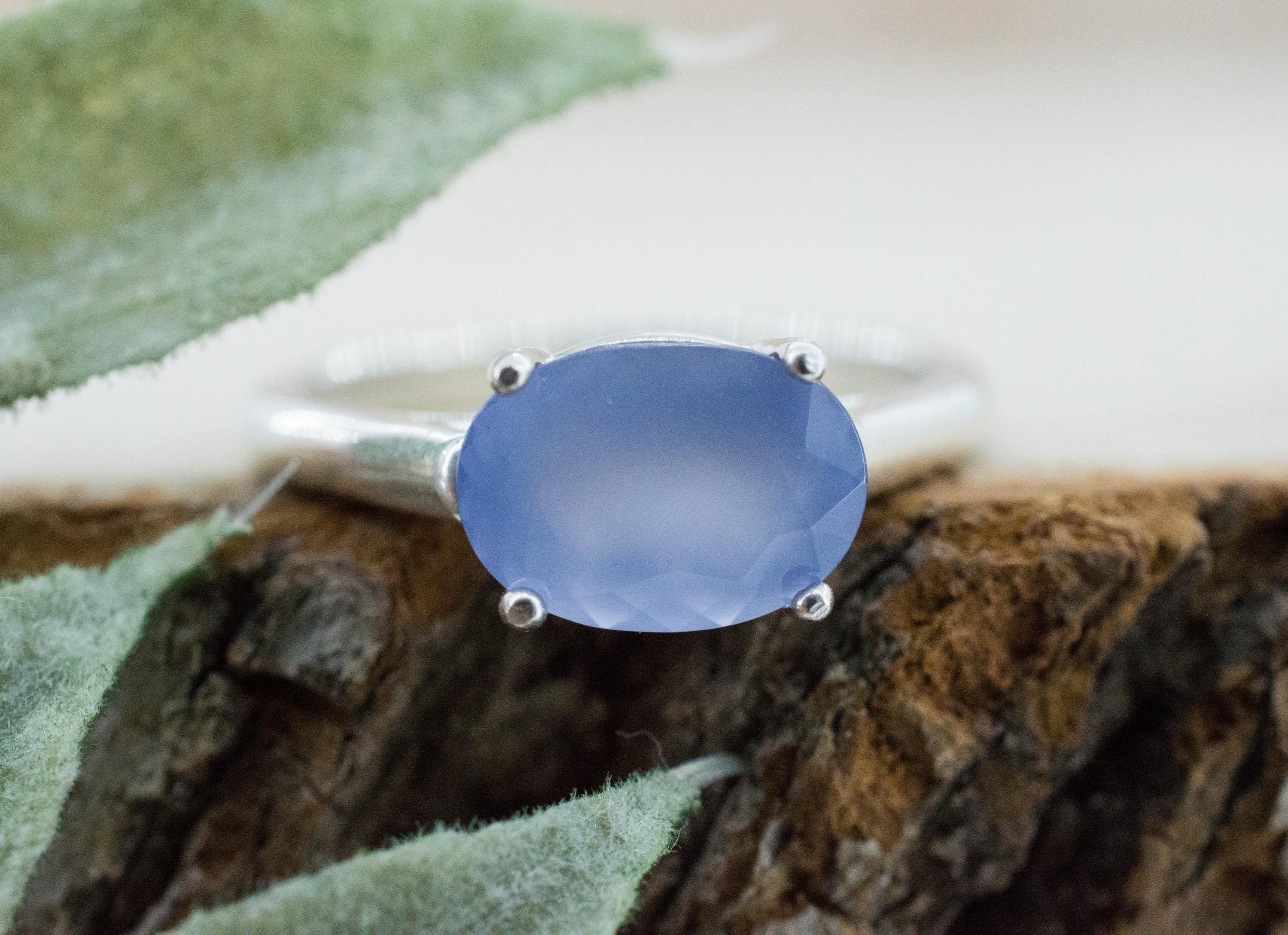 Blue Agate Ring; Natural Untreated Namibia Blue Agate; 1.650cts - Mark Oliver Gems