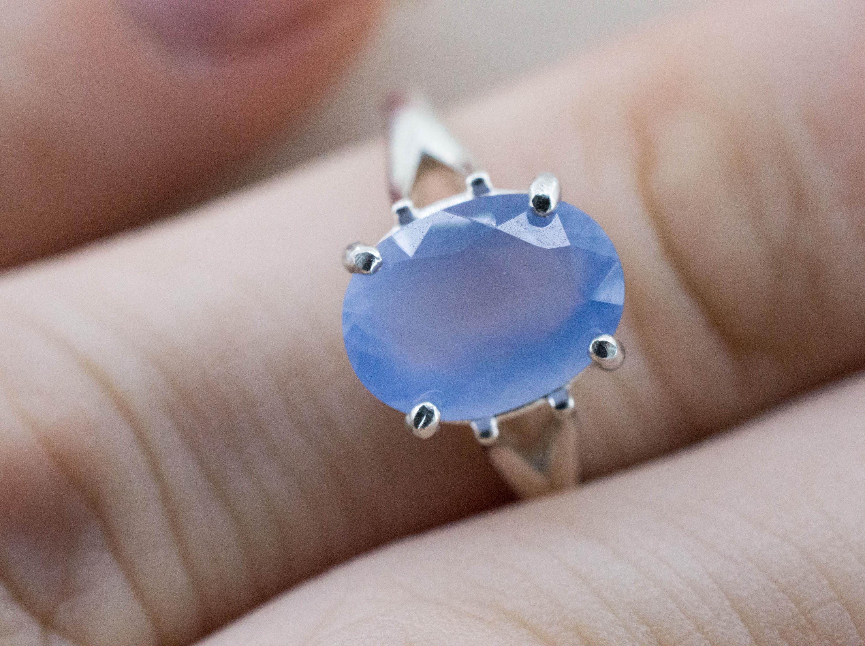 Blue Agate Ring; Natural Untreated Namibia Blue Agate; 1.945cts - Mark Oliver Gems