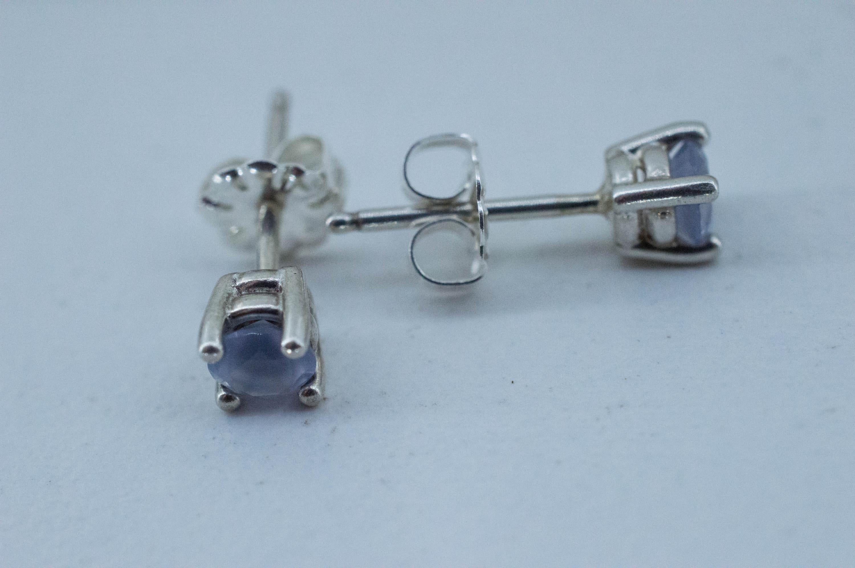 Blue Agate Earrings; Natural Untreated Namibia Agate; 0.405cts - Mark Oliver Gems