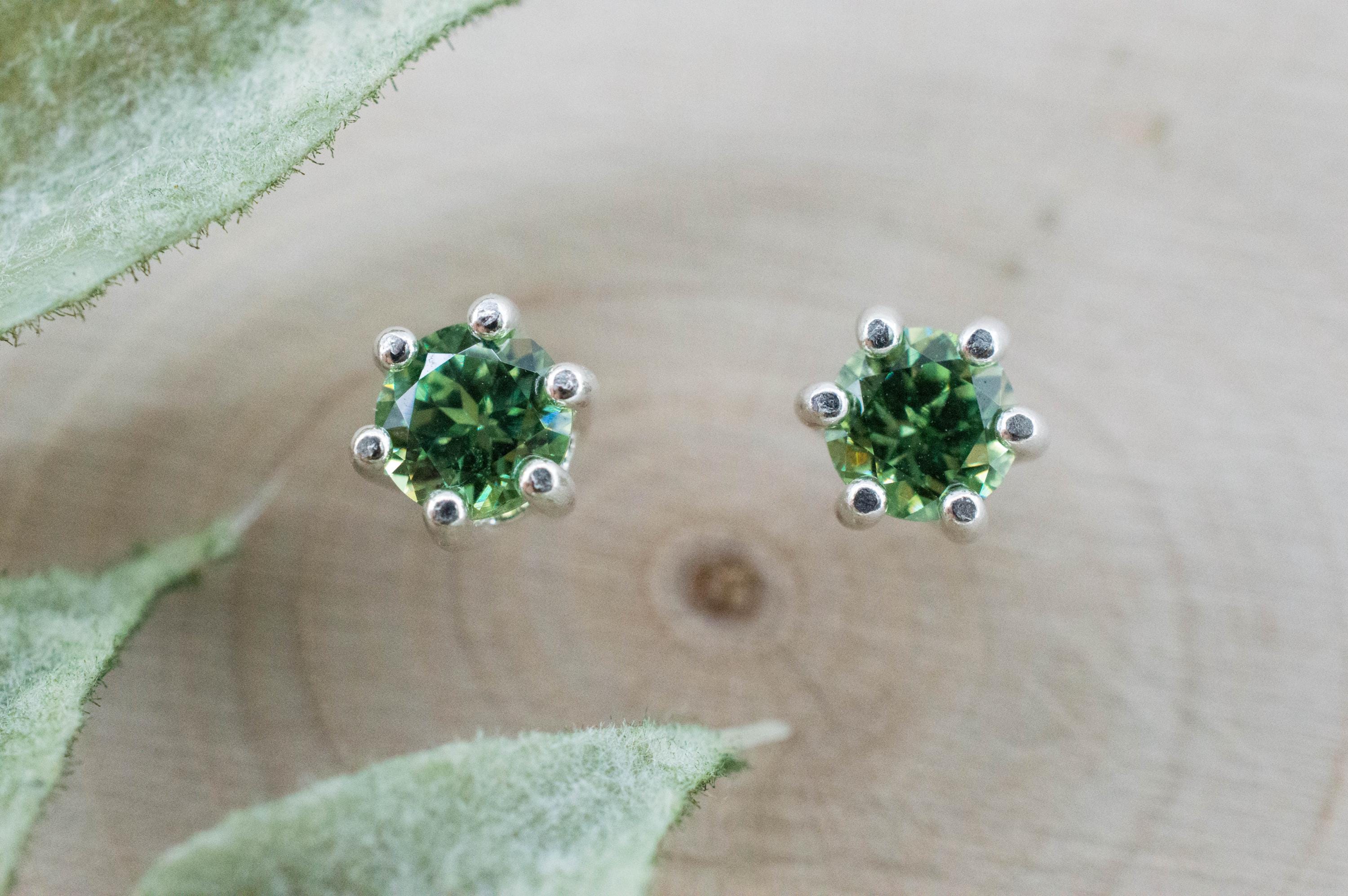 Demantoid Garnet Earrings; Natural Untreated Namibia Demantoid; 0.840cts - Mark Oliver Gems