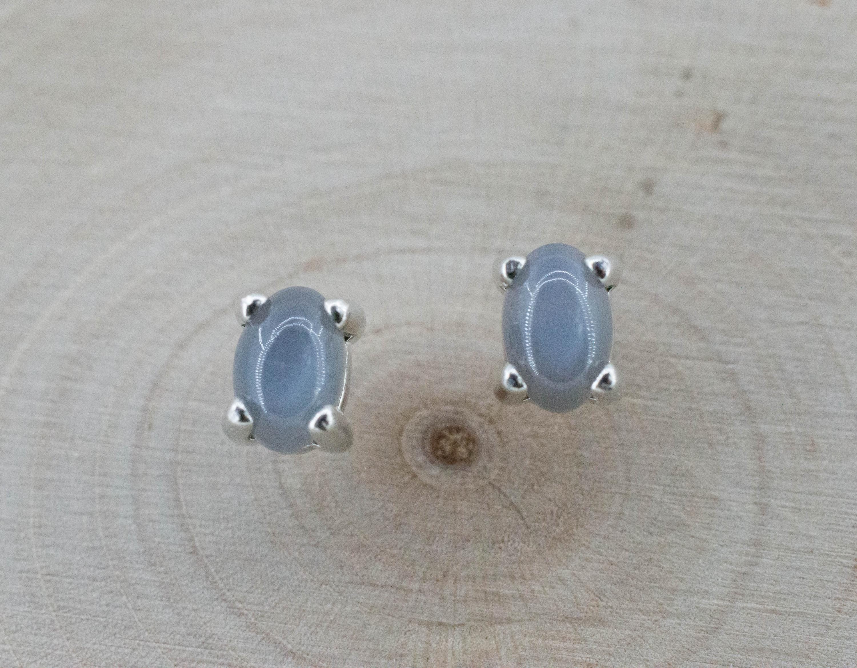 Gray Moonstone Earrings; Natural Untreated India Moonstone; 0.965cts - Mark Oliver Gems
