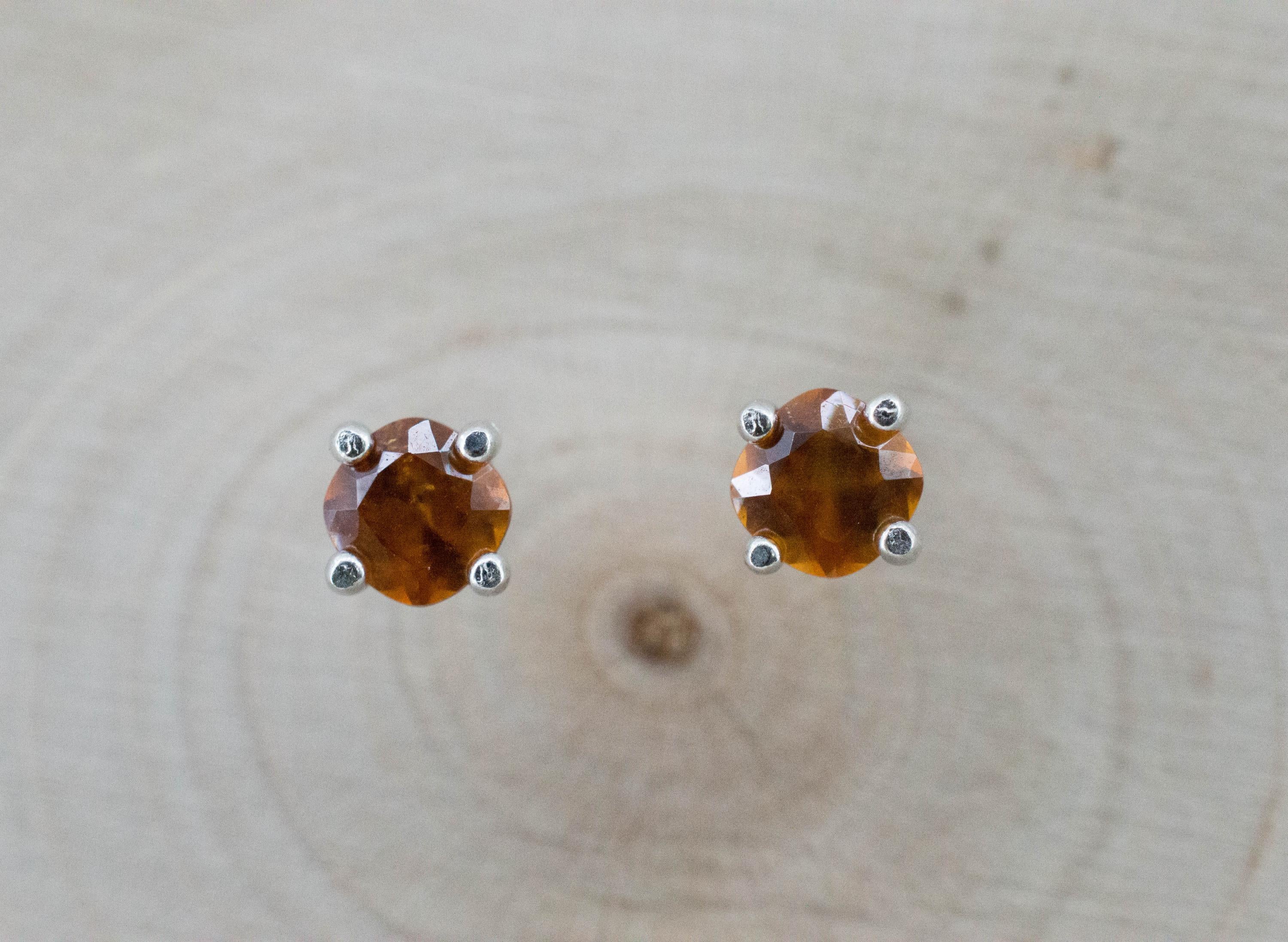 Hessonite Garnet Earrings; Natural Untreated South Africa Garnet; 0.640cts - Mark Oliver Gems