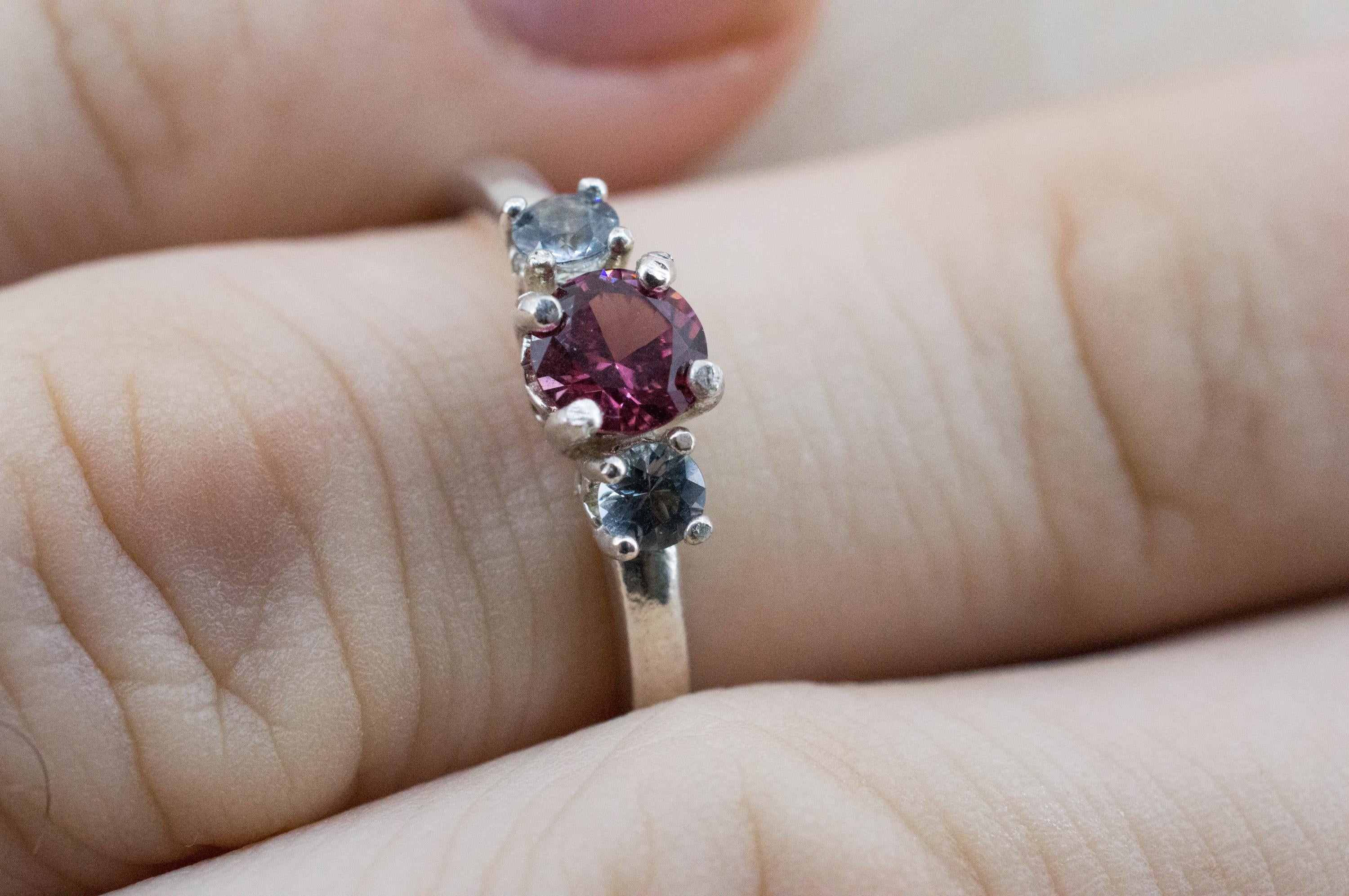 Imperial Garnet and Gray Spinel Ring, Natural Untreated Tanzania Lindi Garnet and Mozambique Spinel - Mark Oliver Gems