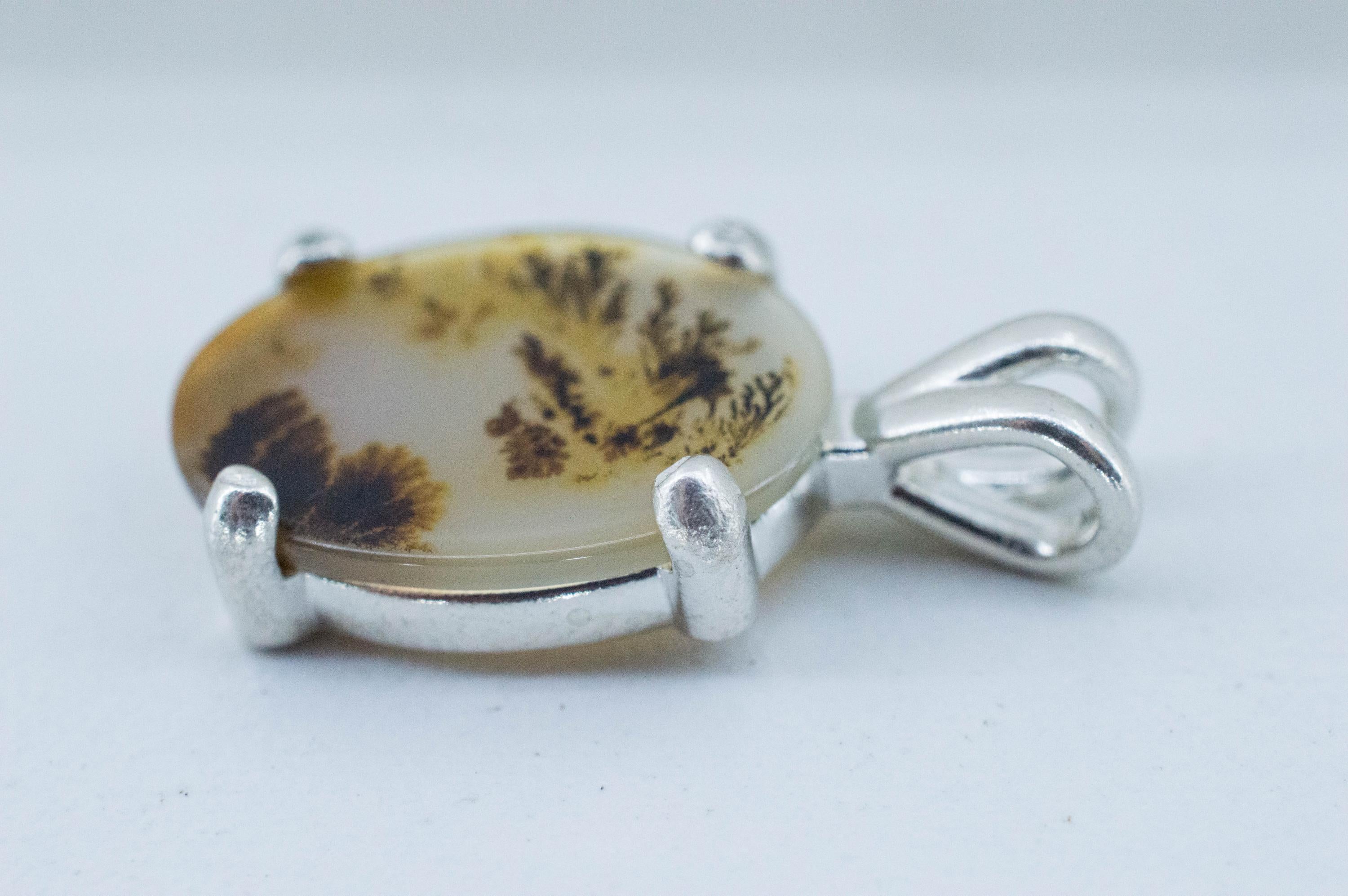 Dendritic Agate Pendant; Natural Untreated India Sanjar Agate; 3.510cts - Mark Oliver Gems