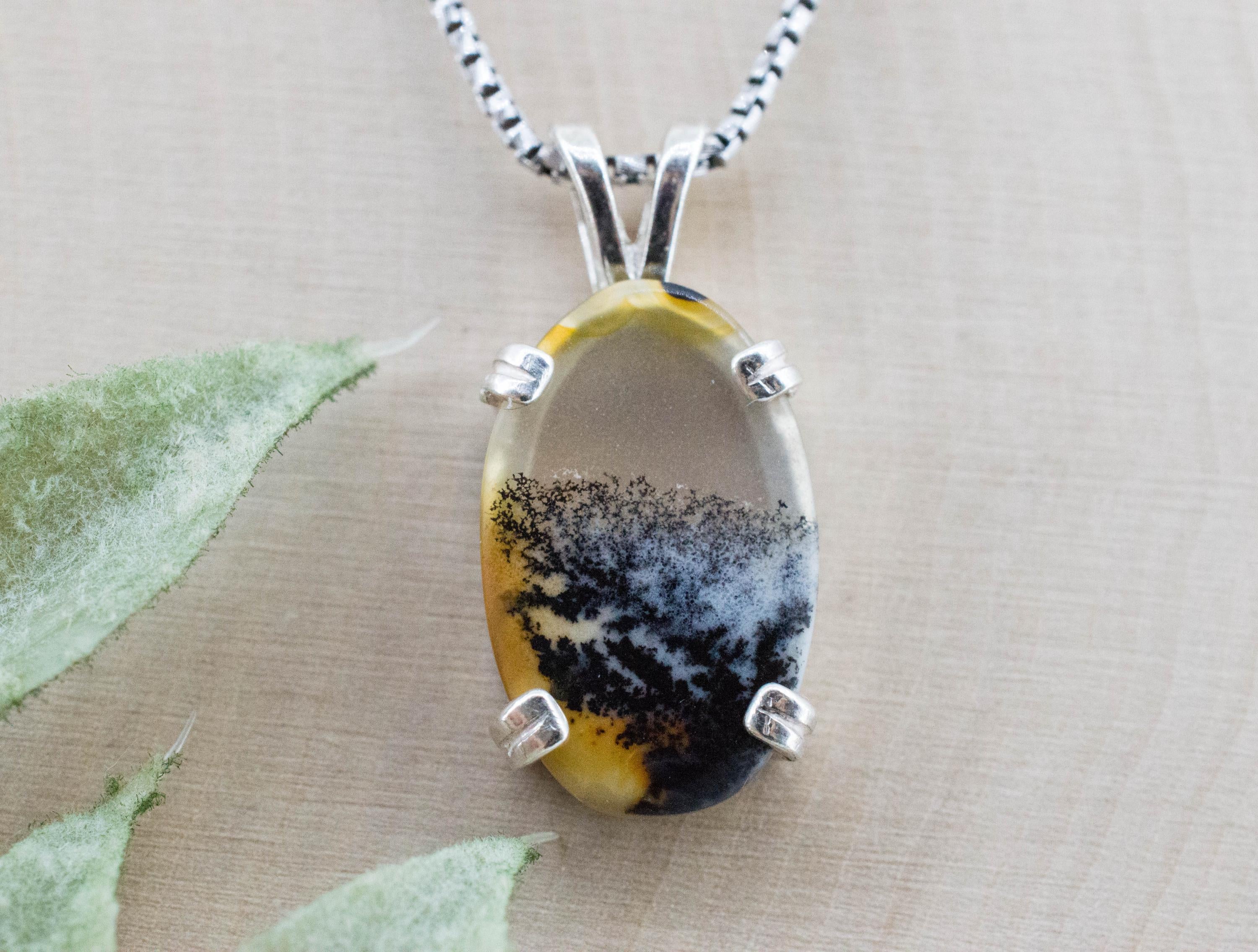 Dendritic Agate Pendant; Natural Untreated India Sanjar Agate; 4.420cts - Mark Oliver Gems