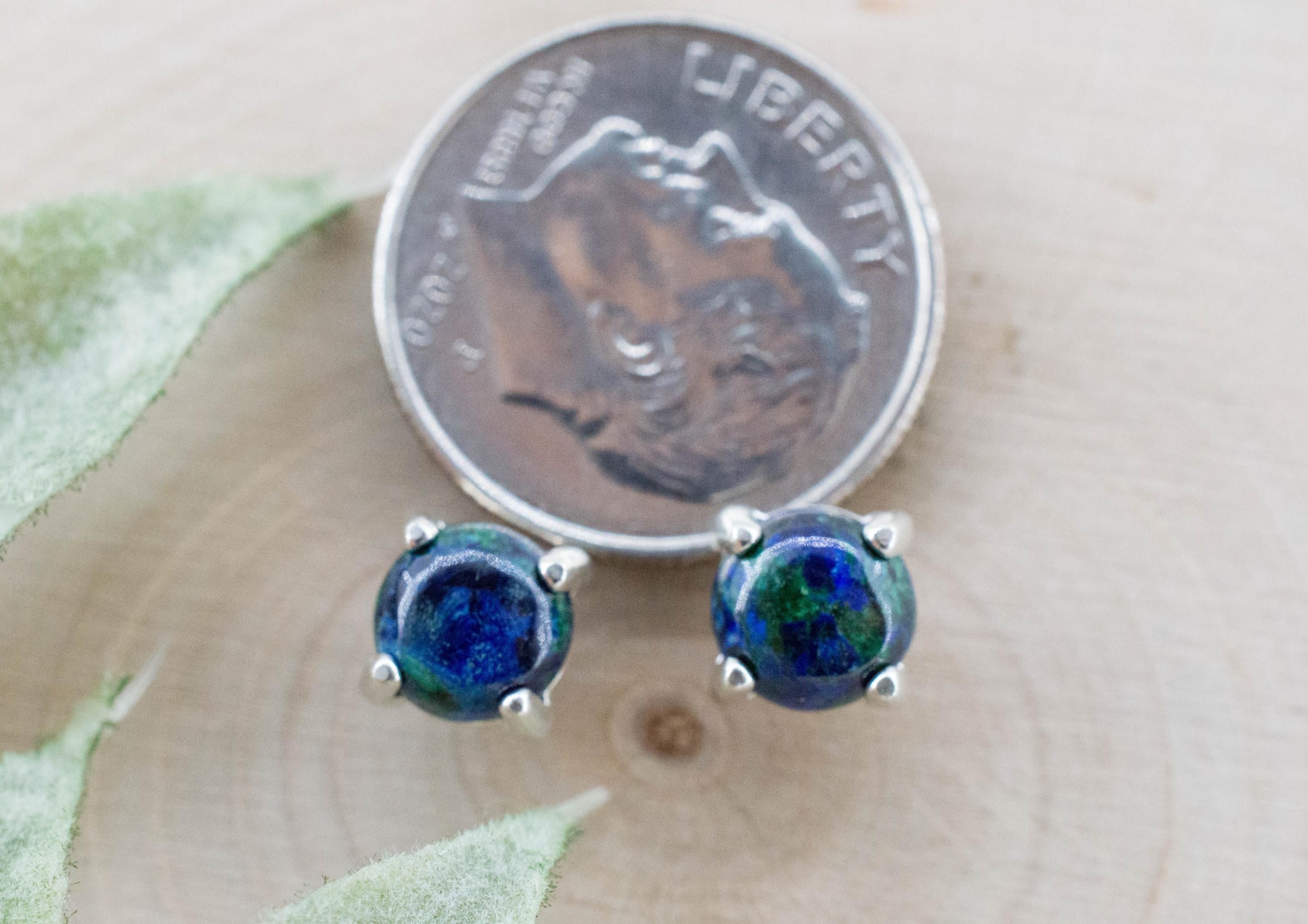 Azurite Malachite Earrings; Natural Untreated Arizona Azurmalachite; 1.920cts - Mark Oliver Gems