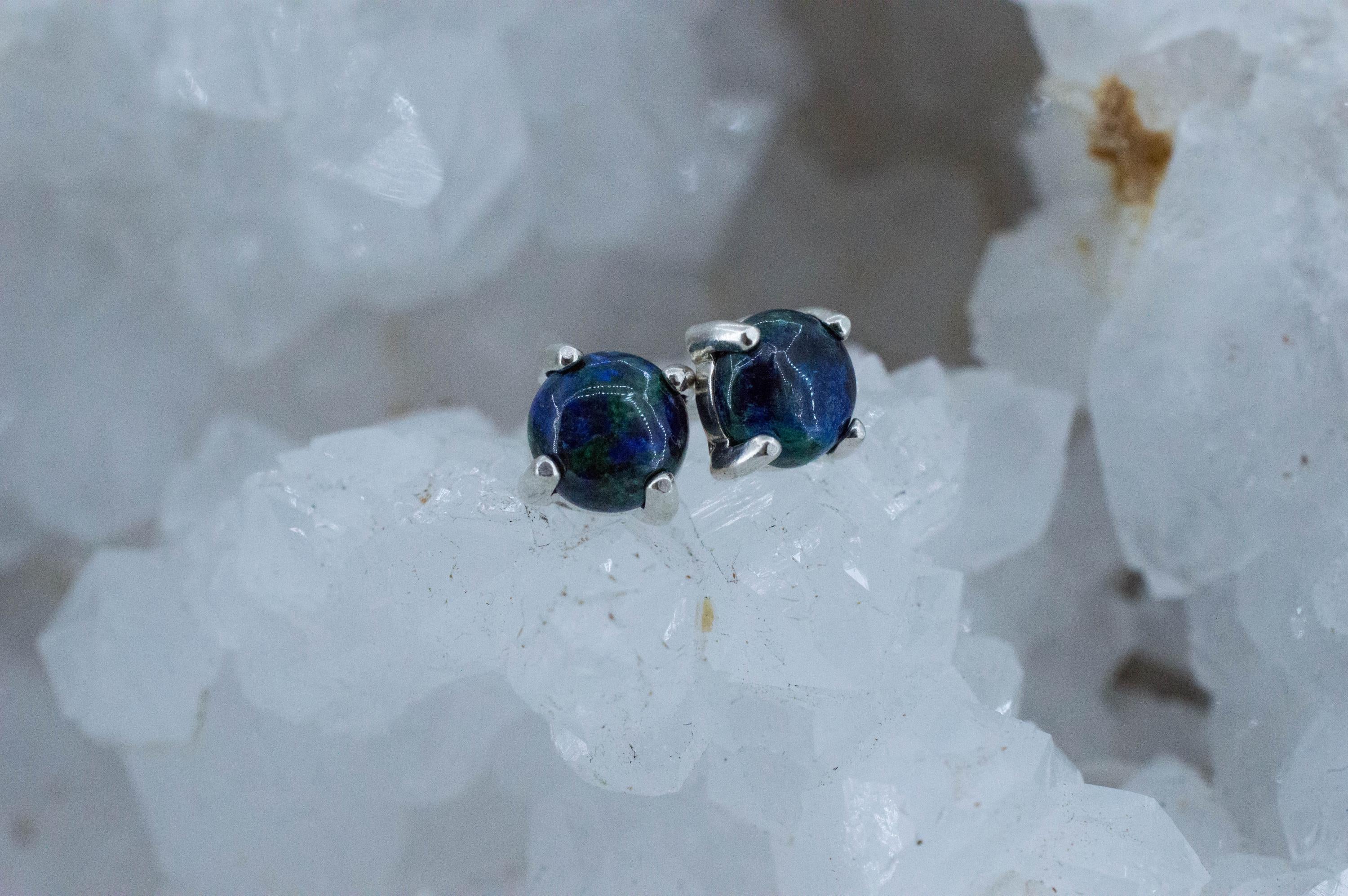Azurite Malachite Earrings; Natural Untreated Arizona Azurmalachite; 1.920cts - Mark Oliver Gems