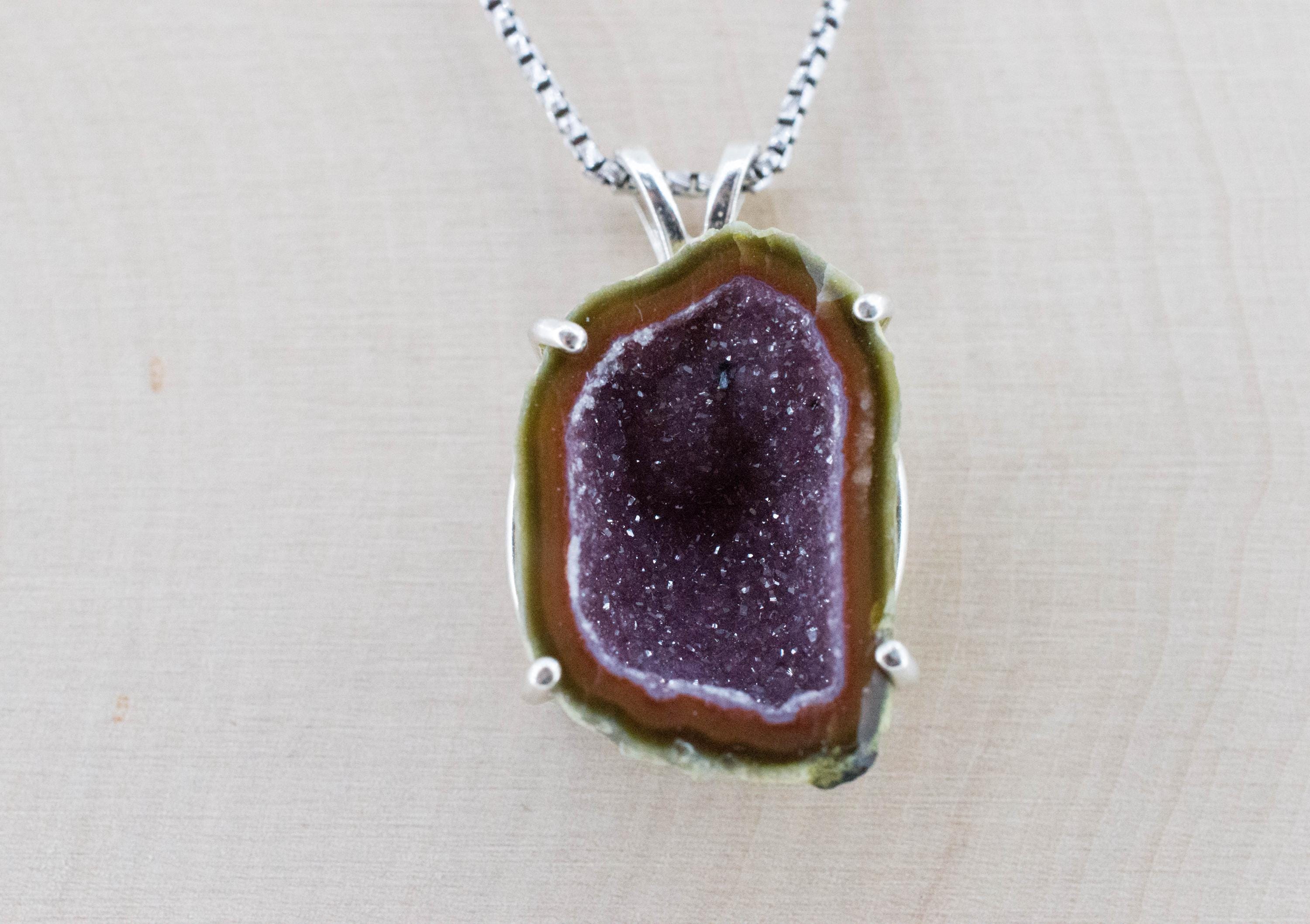 Mini Agate Geode Pendant, Natural Untreated Mexico Tabasco Geode; 15.420cts - Mark Oliver Gems