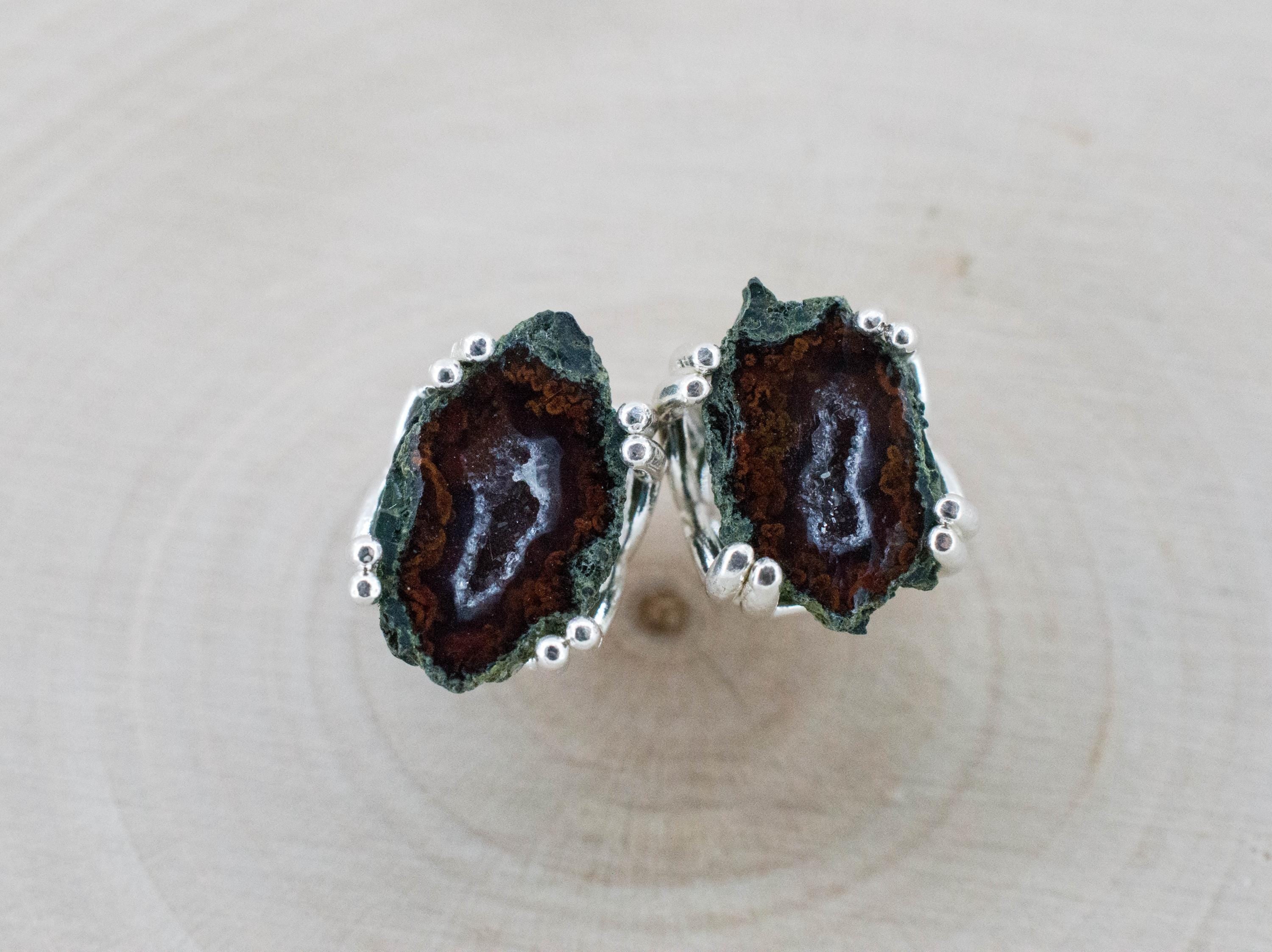 Agate Geode Earrings, Natural Untreated Mexico Tabasco Mini Geodes; 4.250cts - Mark Oliver Gems