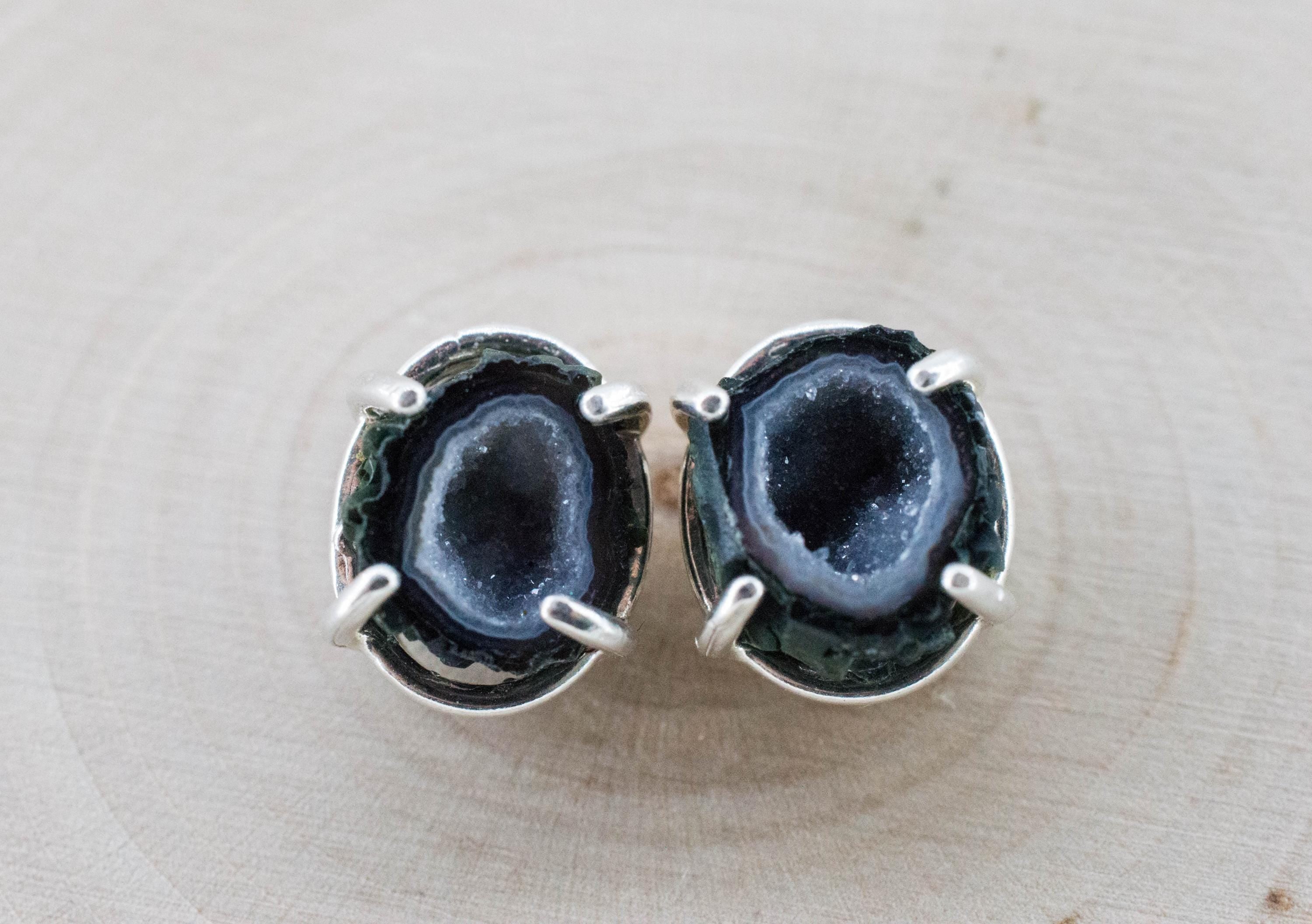 Agate Geode Earrings, Natural Untreated Mexico Tabasco Mini Geodes; 4.805cts - Mark Oliver Gems