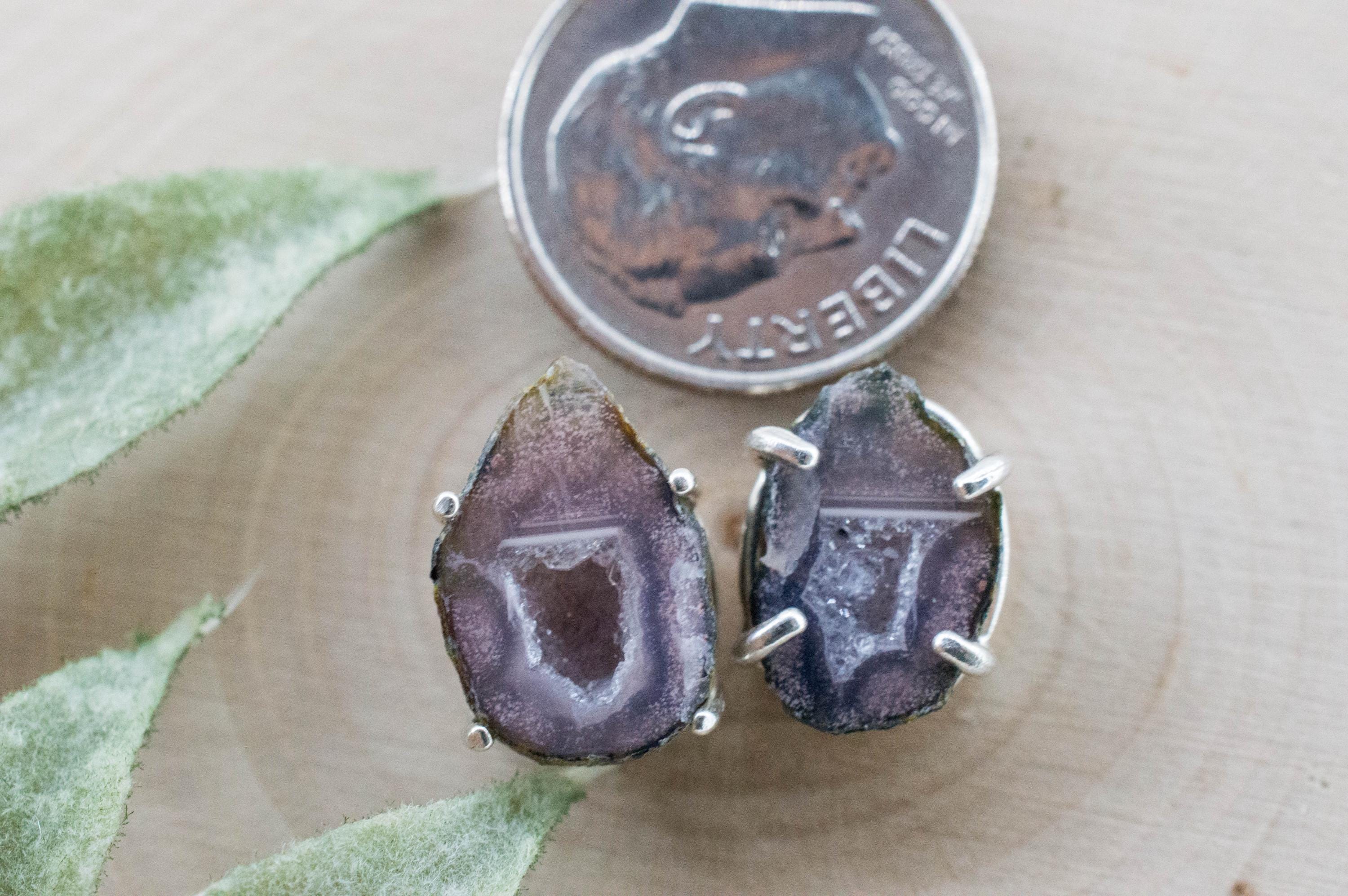 Agate Geode Earrings, Natural Untreated Mexico Tabasco Mini Geodes; 6.105cts - Mark Oliver Gems