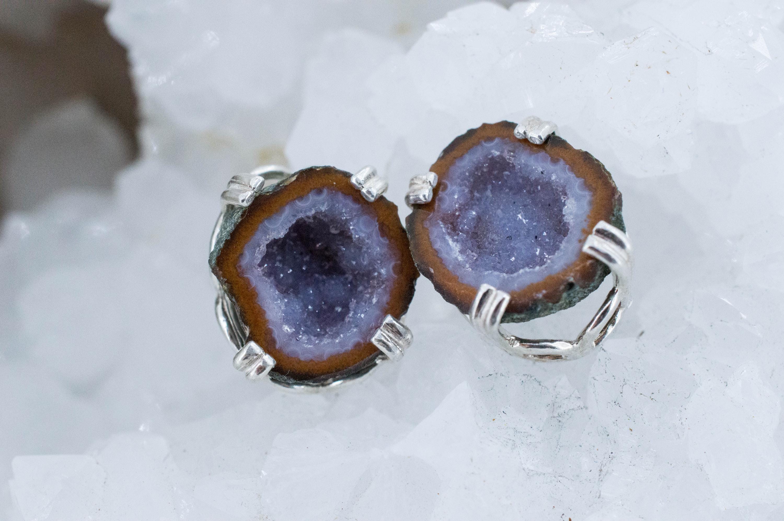 Agate Geode Earrings, Natural Untreated Mexico Tabasco Mini Geodes; 15.975cts - Mark Oliver Gems