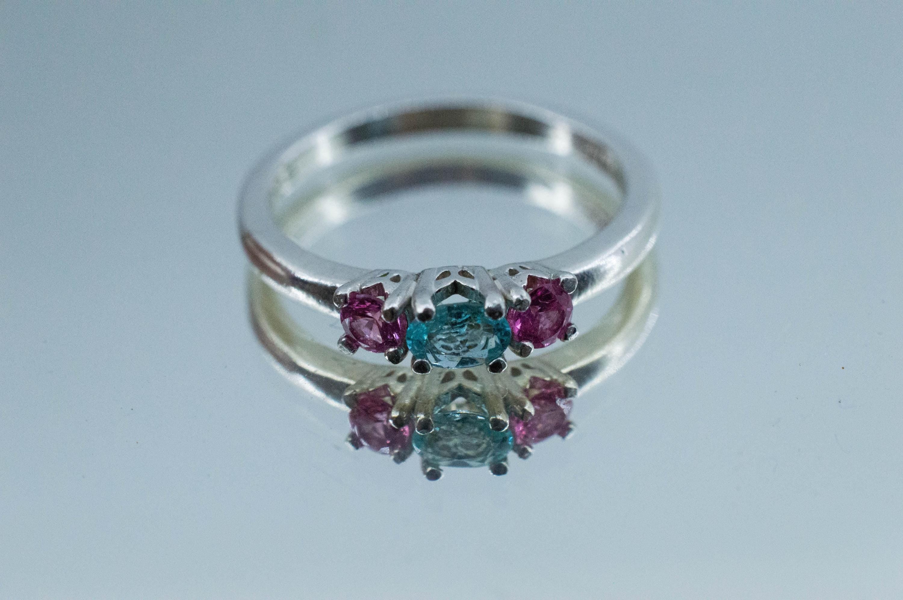Paraiba Tourmaline and Spinel Ring; Natural Brazilian Tourmaline and Tanzania Spinel - Mark Oliver Gems