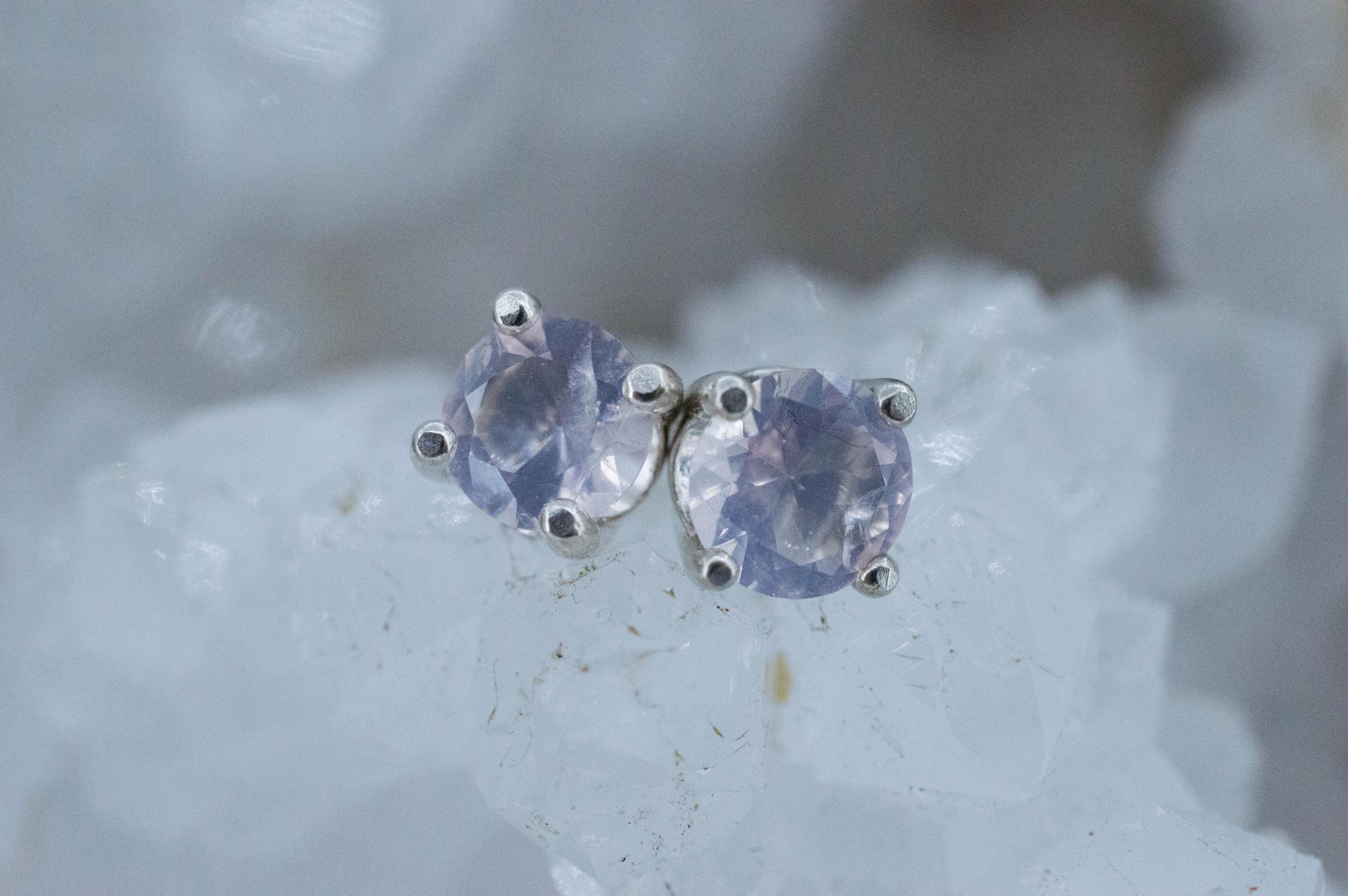 Rose Quartz Earrings; Natural Untreated Tanzania Rose Quartz; 0.860cts - Mark Oliver Gems