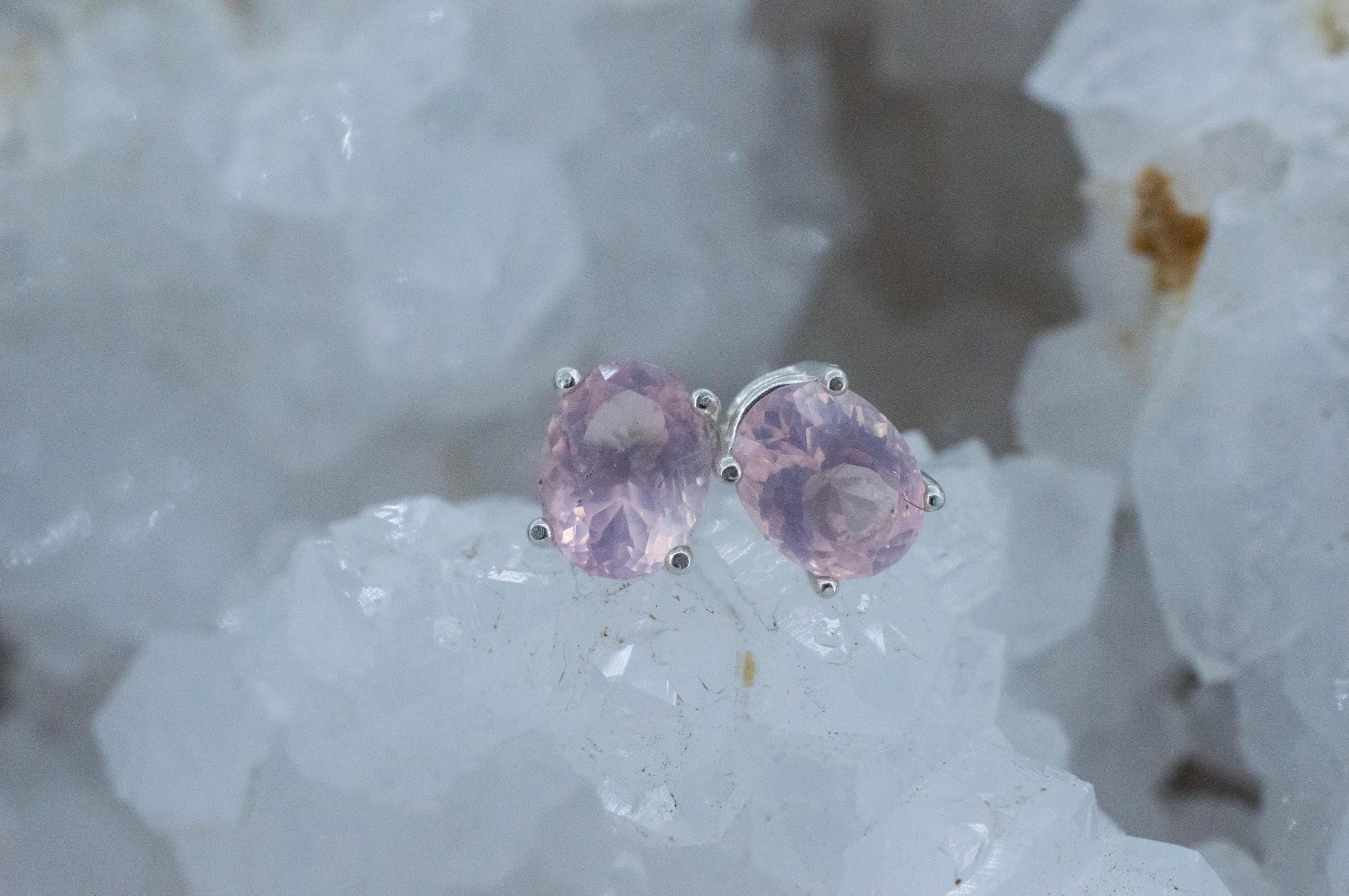 Rose Quartz Earrings; Natural Untreated Tanzania Rose Quartz; 2.575cts - Mark Oliver Gems
