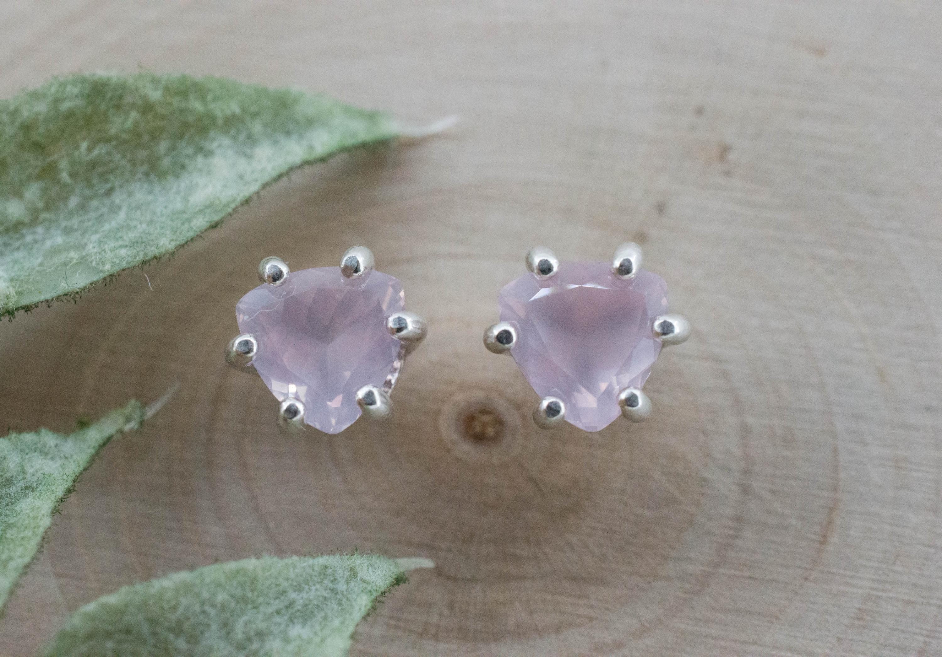 Rose Quartz Earrings; Natural Untreated Brazil Rose Quartz; 1.970cts - Mark Oliver Gems