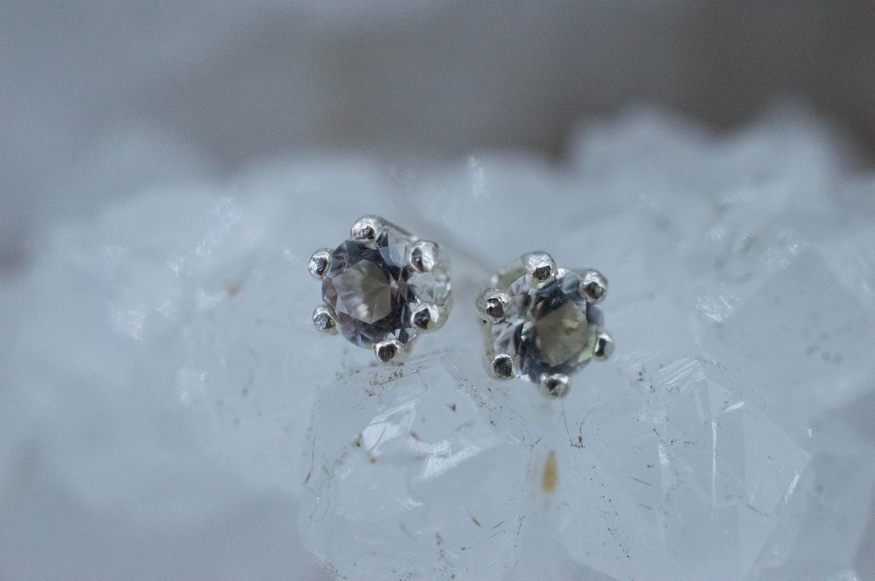 Herkimer Diamond Earrings, Natural Untreated New York Quartz; 0.305cts - Mark Oliver Gems