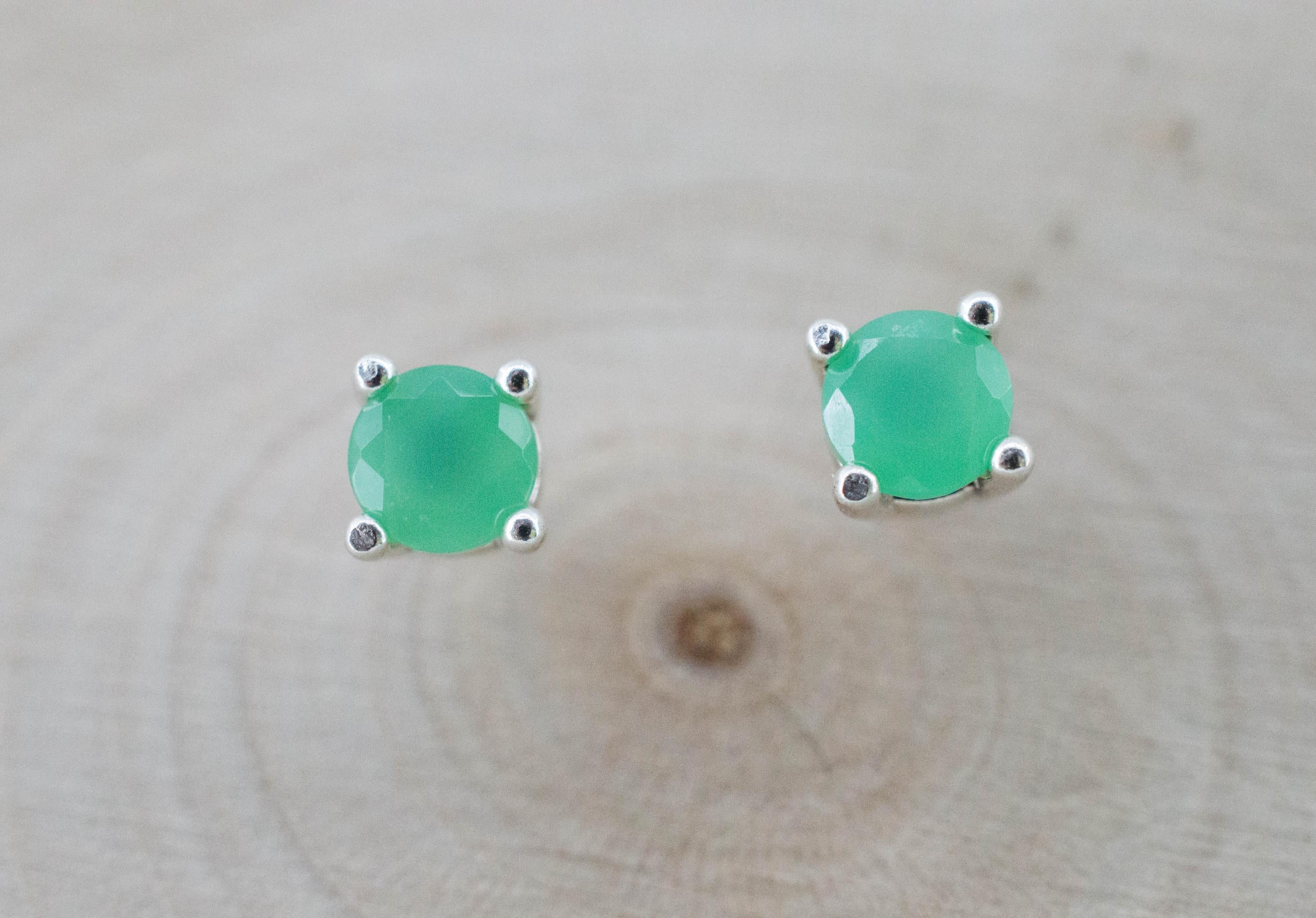 Chrysoprase Earrings, Natural Untreated Australian Chrysoprase; 0.520cts - Mark Oliver Gems