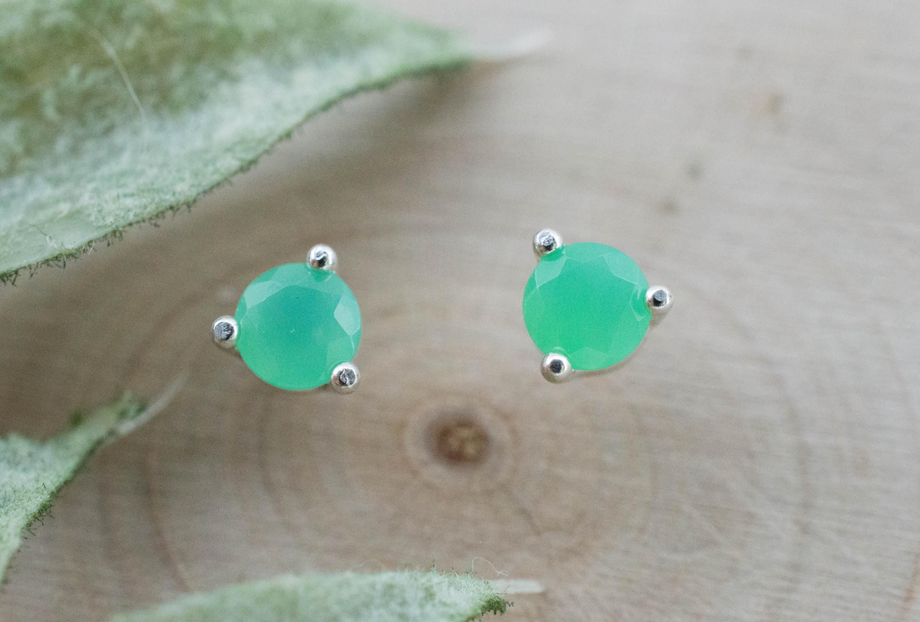 Chrysoprase Earrings, Natural Untreated Australian Chrysoprase; 0.525cts - Mark Oliver Gems