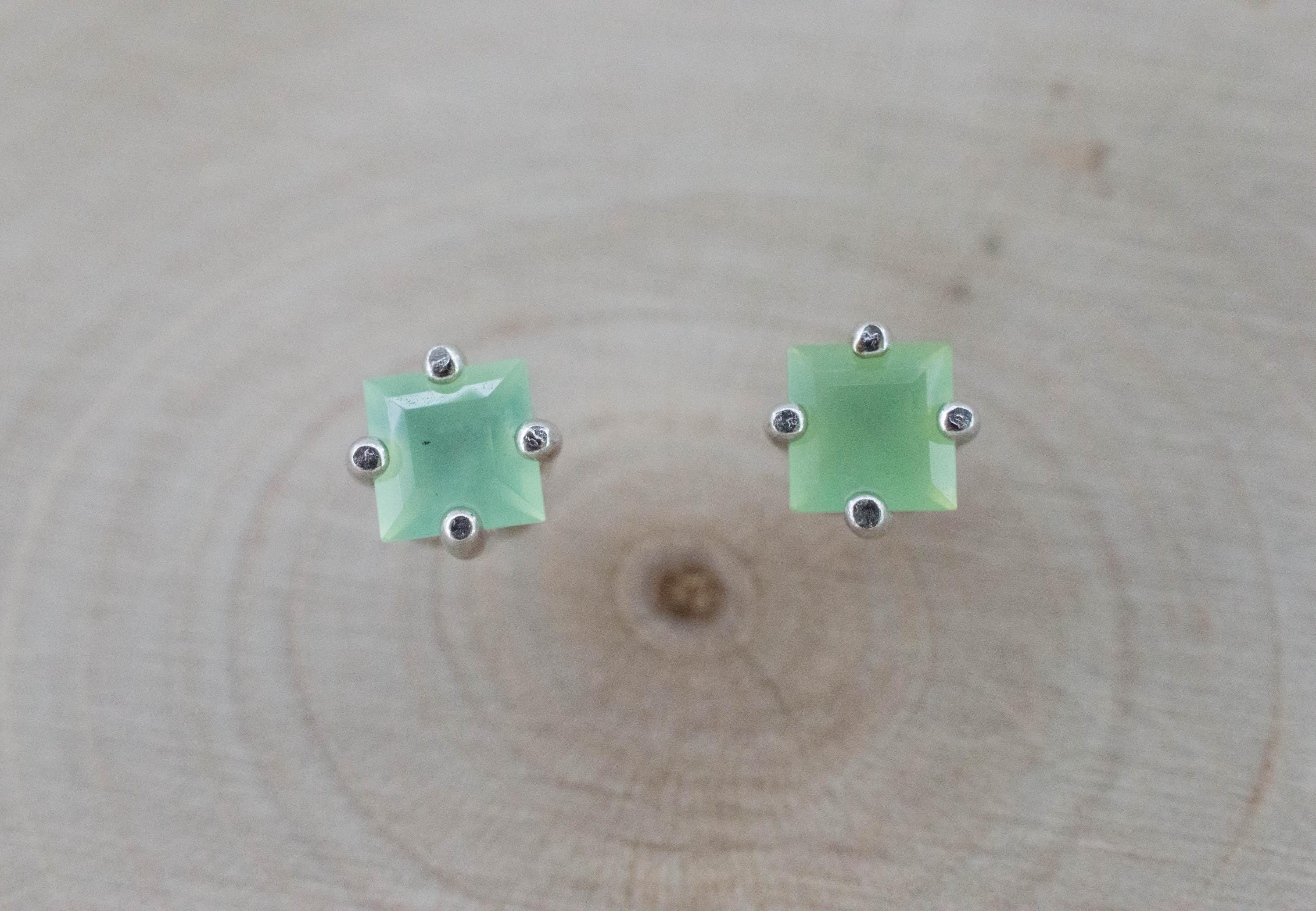 Chrysoprase Earrings, Natural Untreated Australian Chrysoprase; 0.585cts - Mark Oliver Gems