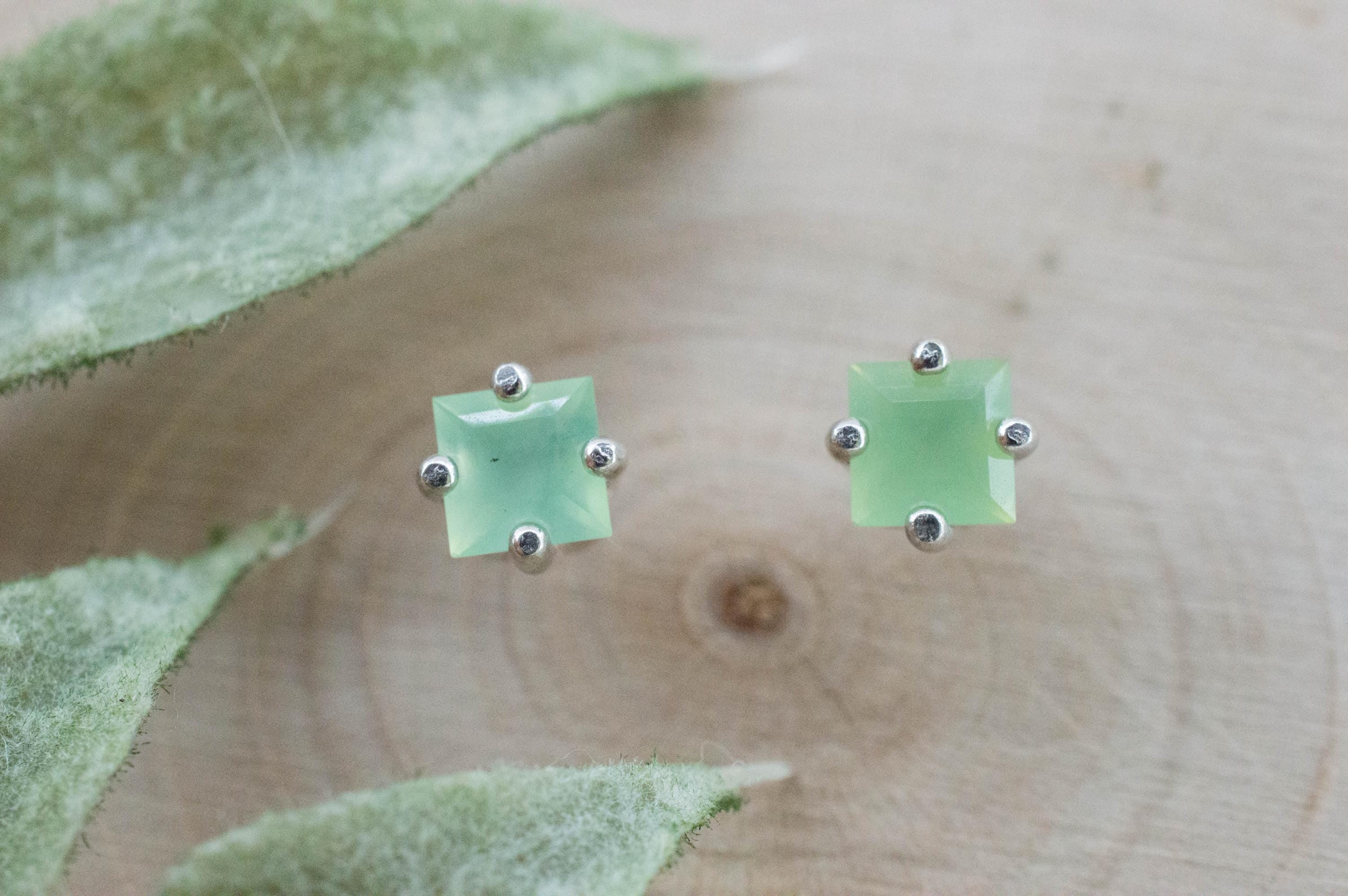 Chrysoprase Earrings, Natural Untreated Australian Chrysoprase; 0.585cts - Mark Oliver Gems