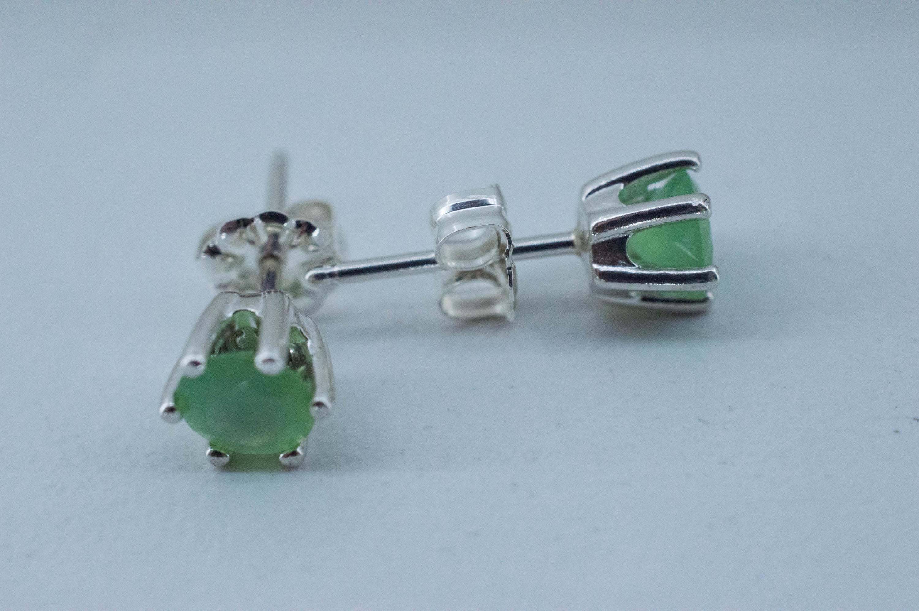 Chrysoprase Earrings, Natural Untreated Australian Chrysoprase; 0.825cts - Mark Oliver Gems