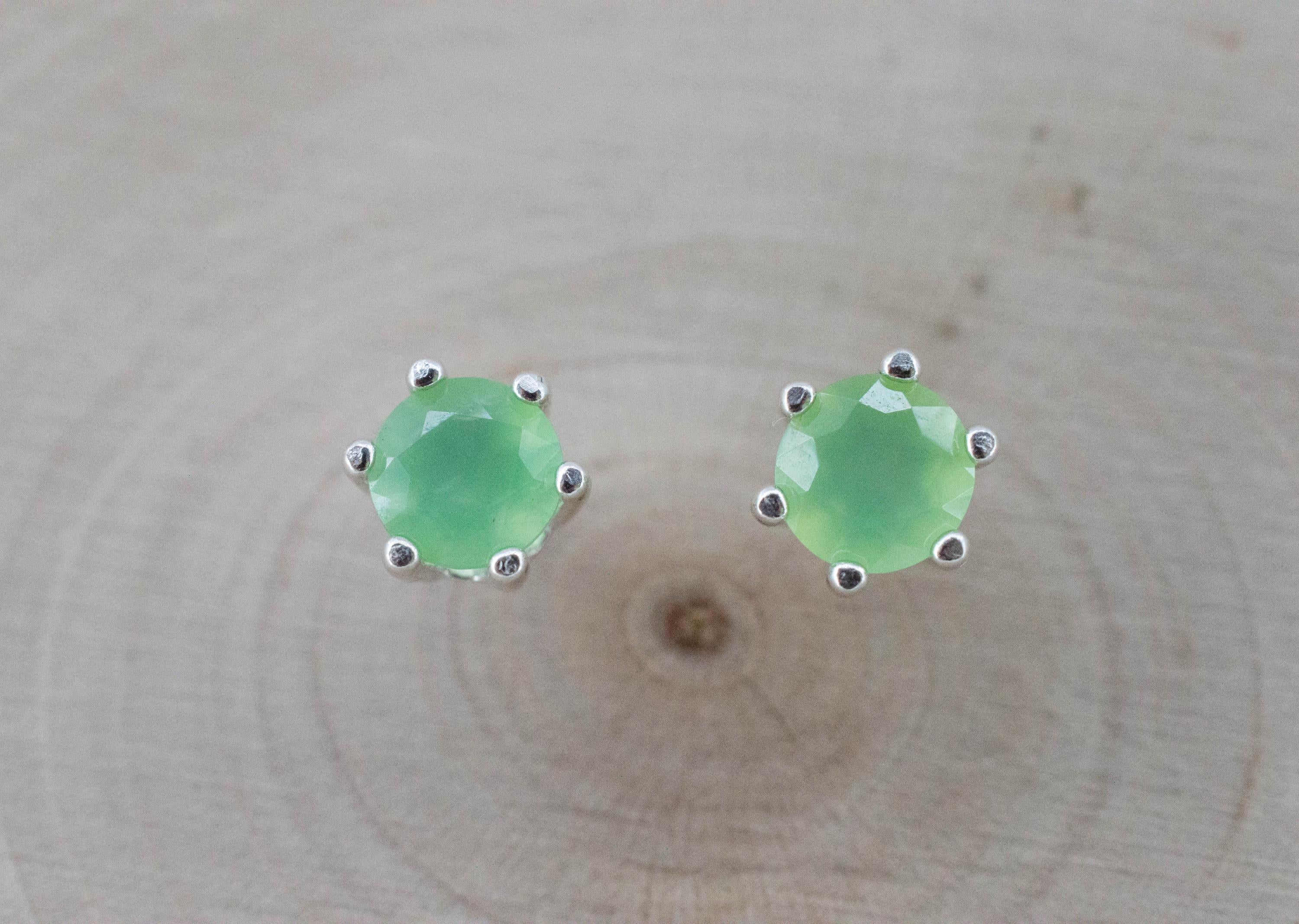 Chrysoprase Earrings, Natural Untreated Australian Chrysoprase; 0.825cts - Mark Oliver Gems