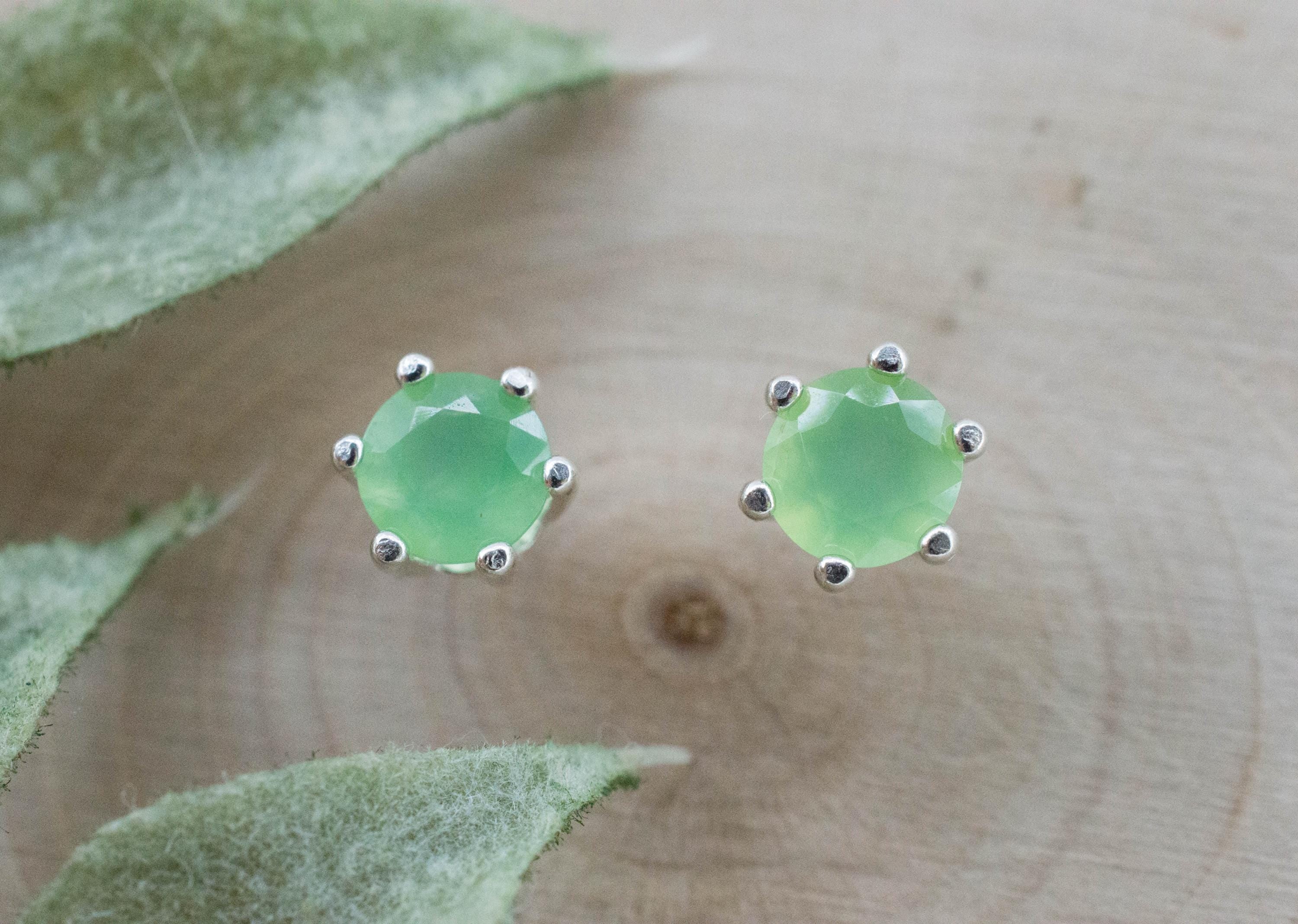 Chrysoprase Earrings, Natural Untreated Australian Chrysoprase; 0.825cts - Mark Oliver Gems